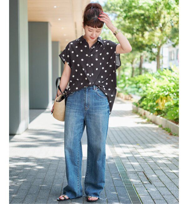 Spick and Span「《WEB限定3追加》ドットフレンチスリーブシャツ」|シャツ・ブラウス|