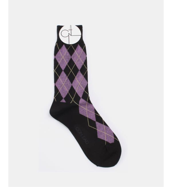 Spick and Span「CONLEAD/コンリード Argyle wool short」|ソックス|ブラック