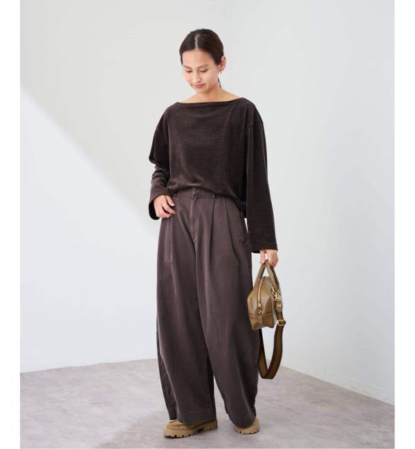 FRAMeWORK「ベロアボーダープルオーバー」|Tシャツ・カットソー|