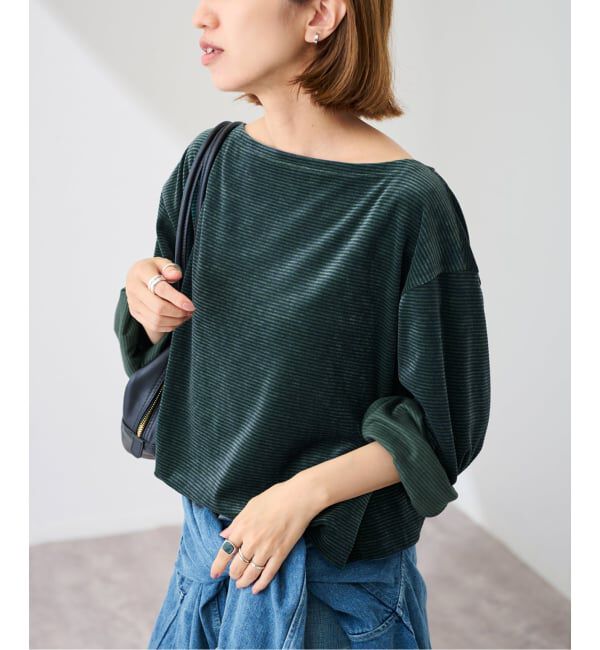 FRAMeWORK「ベロアボーダープルオーバー」|Tシャツ・カットソー|