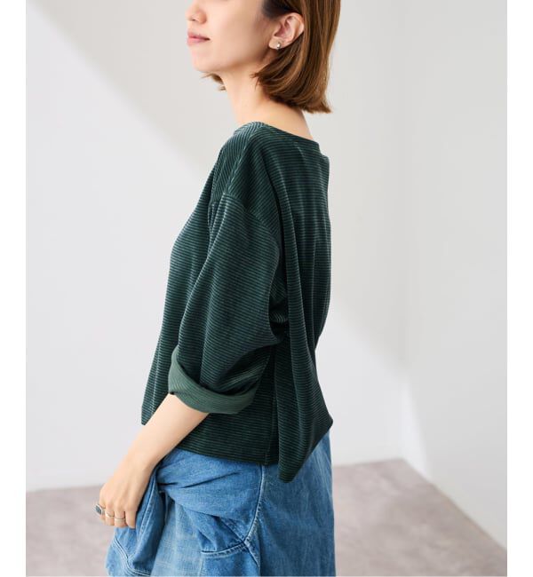 FRAMeWORK「ベロアボーダープルオーバー」|Tシャツ・カットソー|