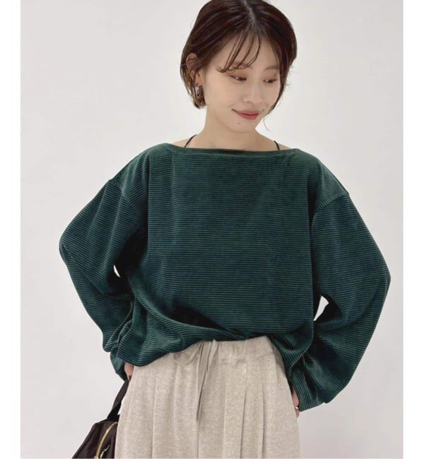 FRAMeWORK「ベロアボーダープルオーバー」|Tシャツ・カットソー|