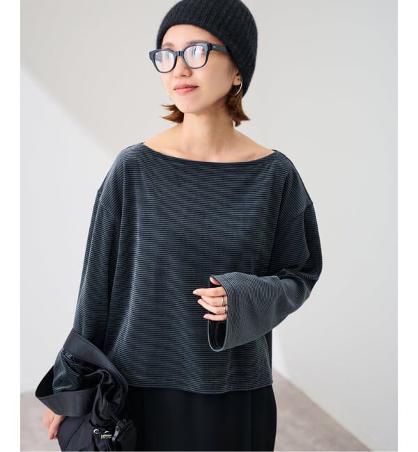 FRAMeWORK「ベロアボーダープルオーバー」|Tシャツ・カットソー|