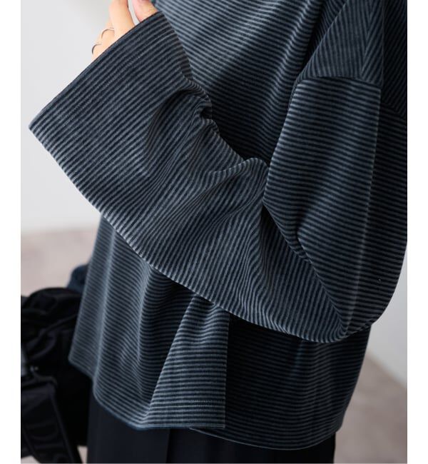 FRAMeWORK「ベロアボーダープルオーバー」|Tシャツ・カットソー|