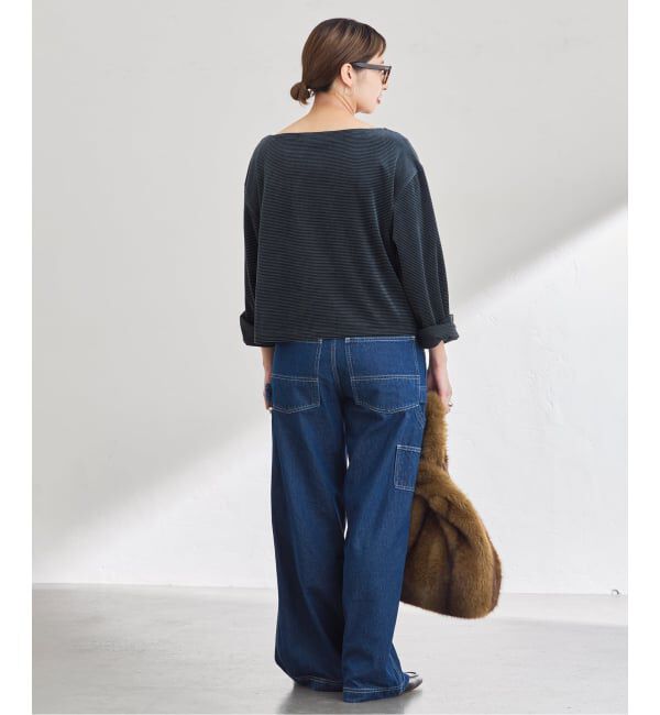 FRAMeWORK「ベロアボーダープルオーバー」|Tシャツ・カットソー|