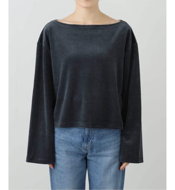 FRAMeWORK「ベロアボーダープルオーバー」|Tシャツ・カットソー|