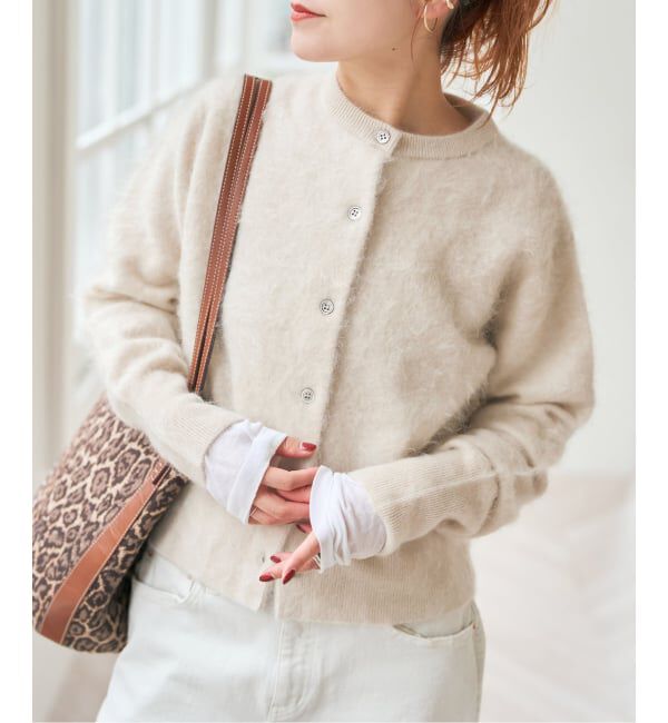 Spick and Span「ファーカシミヤクルーネックカーディガン」|カーディガン|