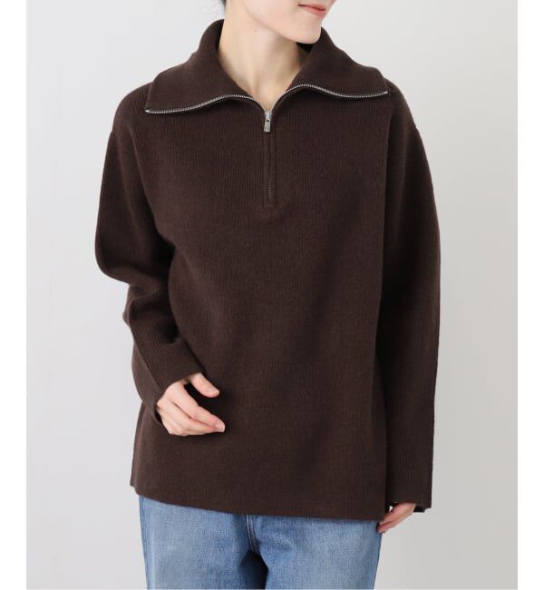  「ANNUAL/アニュアル カシミヤミックスハーフジッププルオーバー」|ニット・セーター|ブラウン