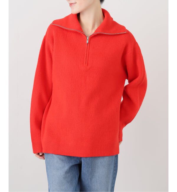  「ANNUAL/アニュアル カシミヤミックスハーフジッププルオーバー」|ニット・セーター|レッド