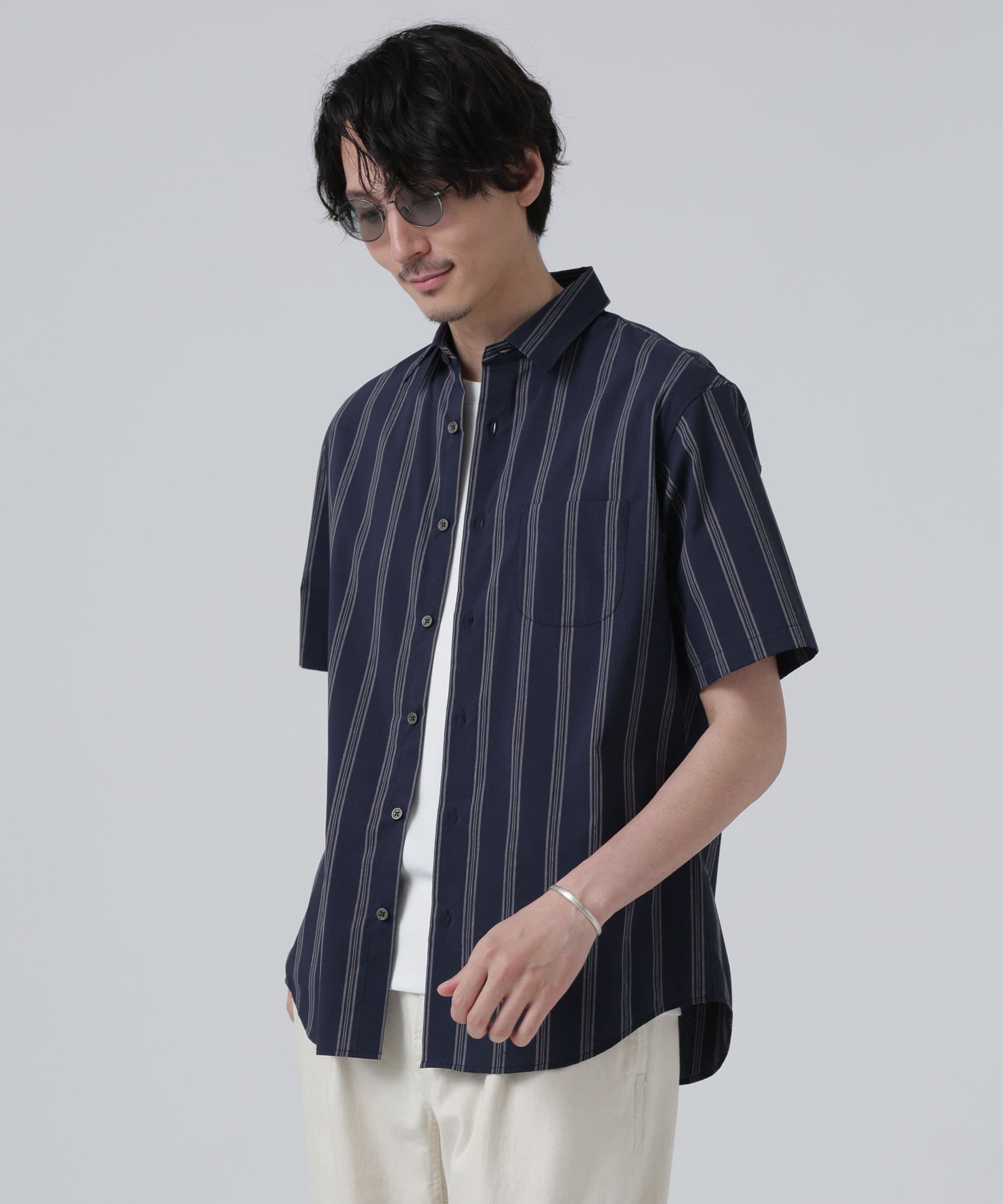 nano･universe「LB.03/「ICE FLOW LINEN」バリエーションシャツ 半袖」|シャツ・ブラウス|