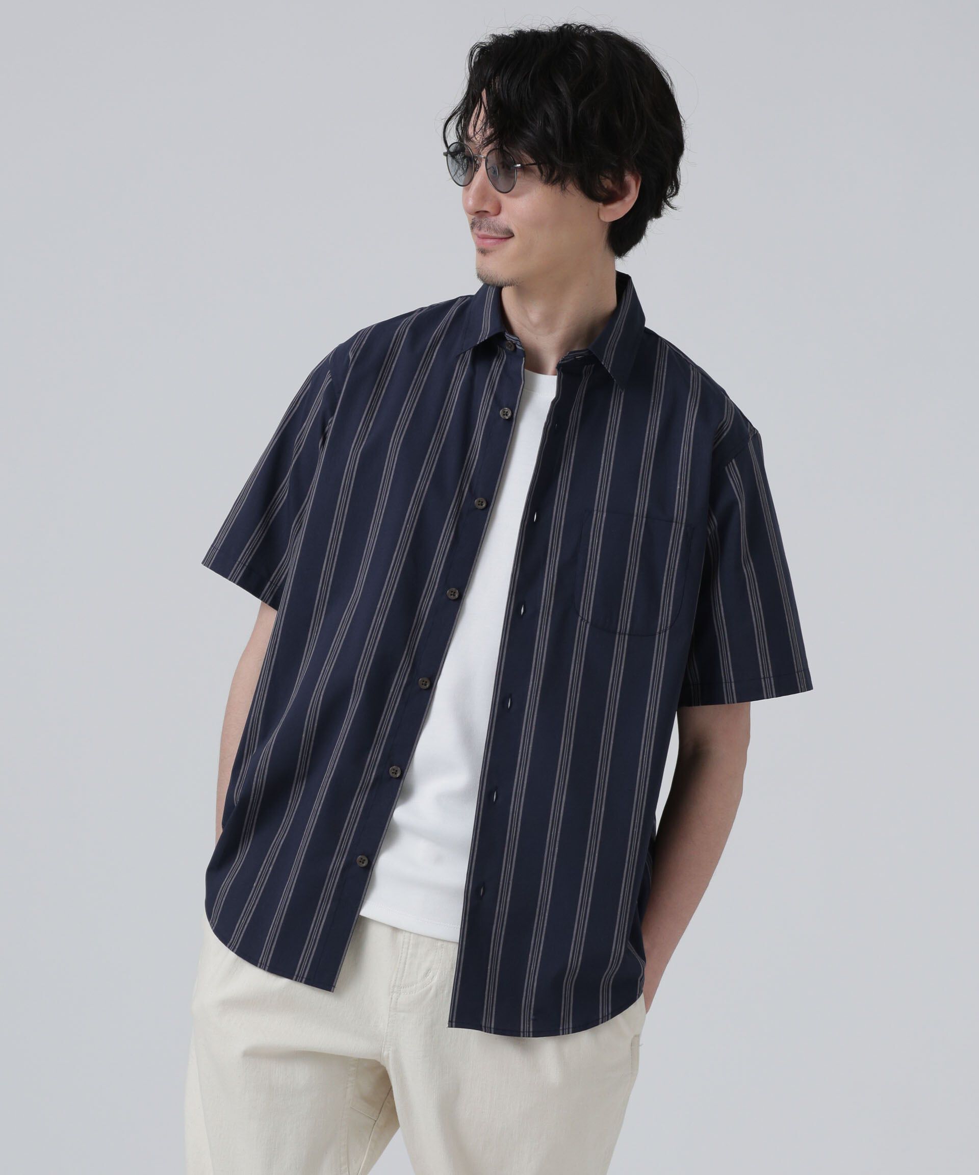 nano･universe「LB.03/「ICE FLOW LINEN」バリエーションシャツ 半袖」|シャツ・ブラウス|