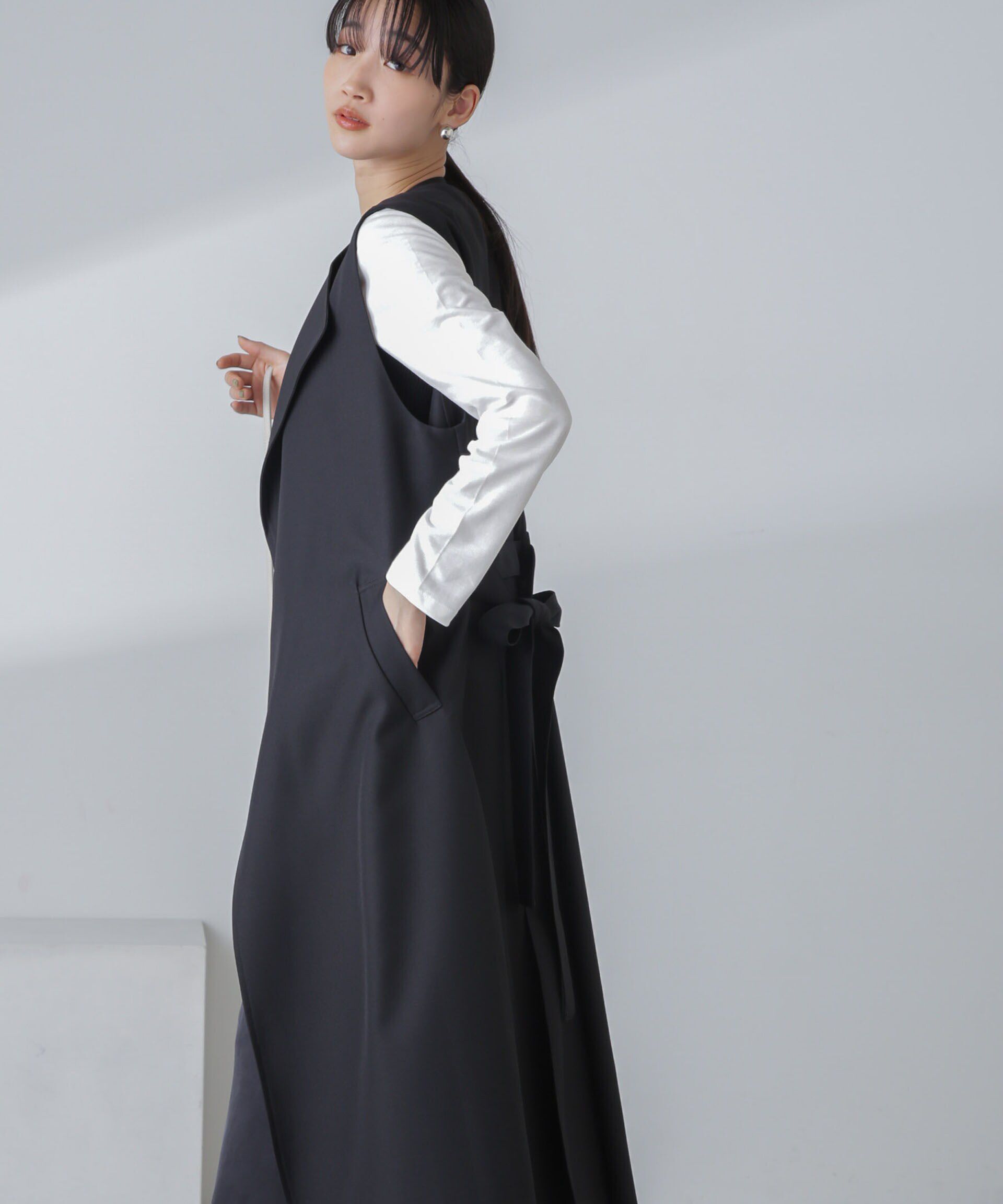 nano･universe「撥水&花粉ガード加工ロングジレ」|ベスト・ジレ|