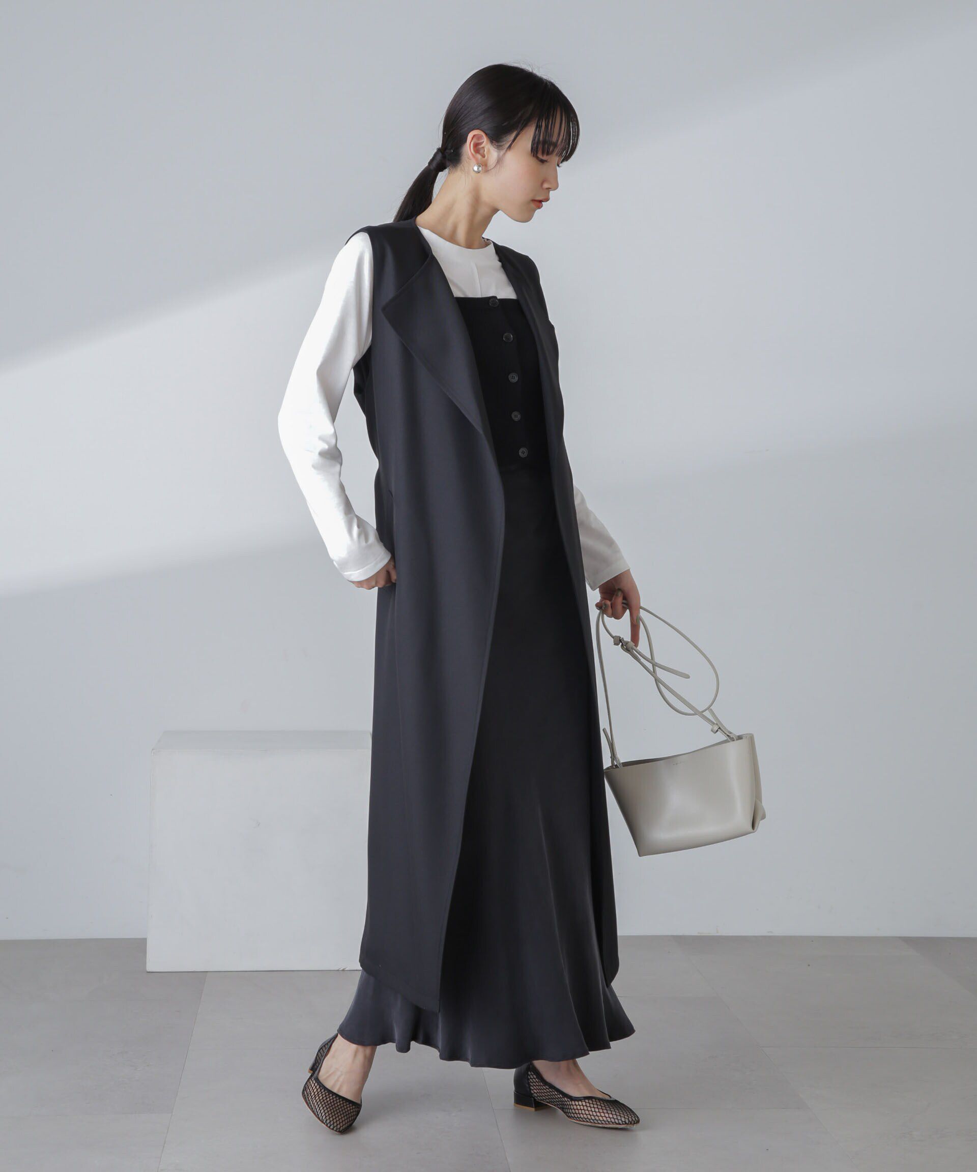 nano･universe「撥水&花粉ガード加工ロングジレ」|ベスト・ジレ|