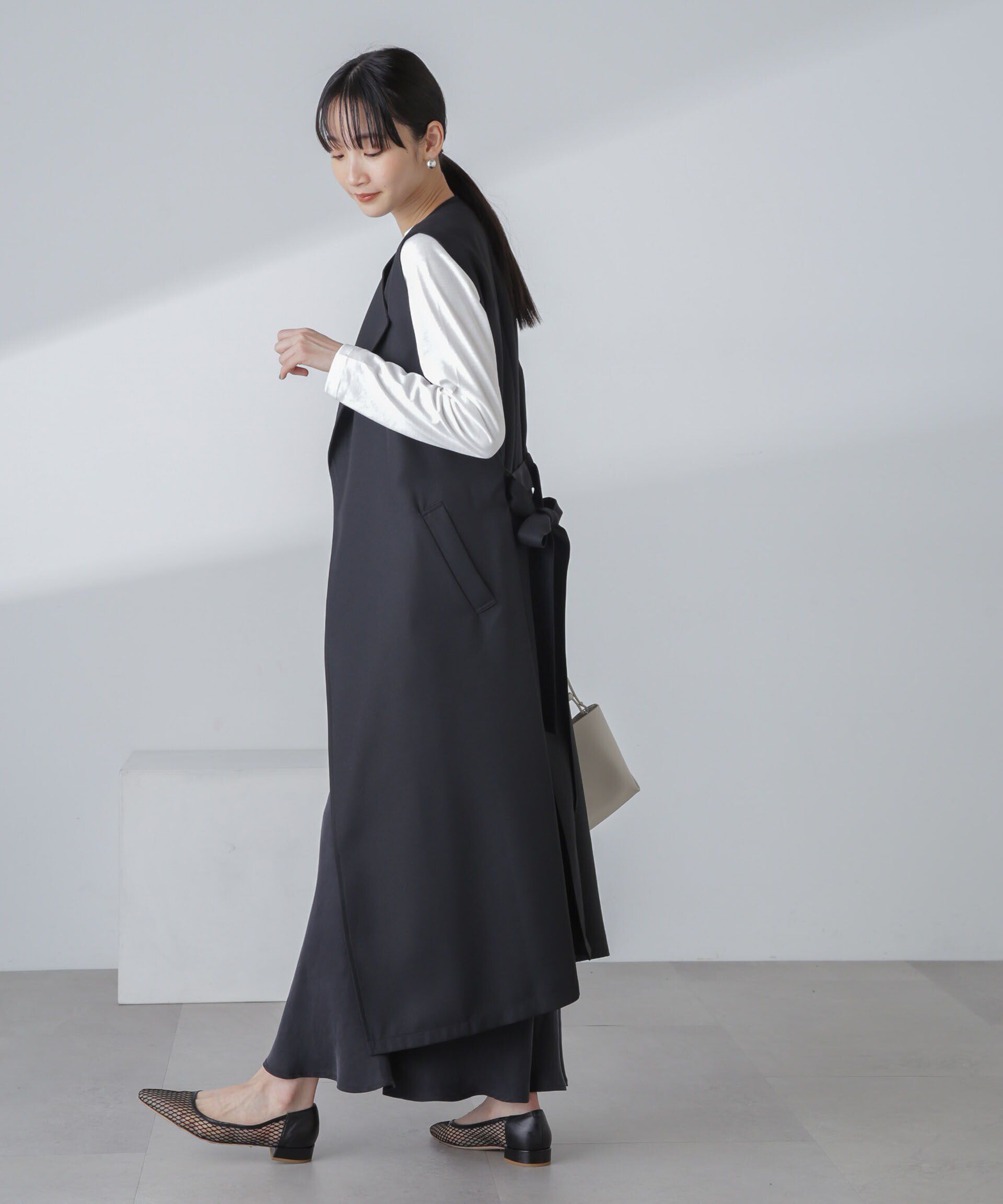 nano･universe「撥水&花粉ガード加工ロングジレ」|ベスト・ジレ|