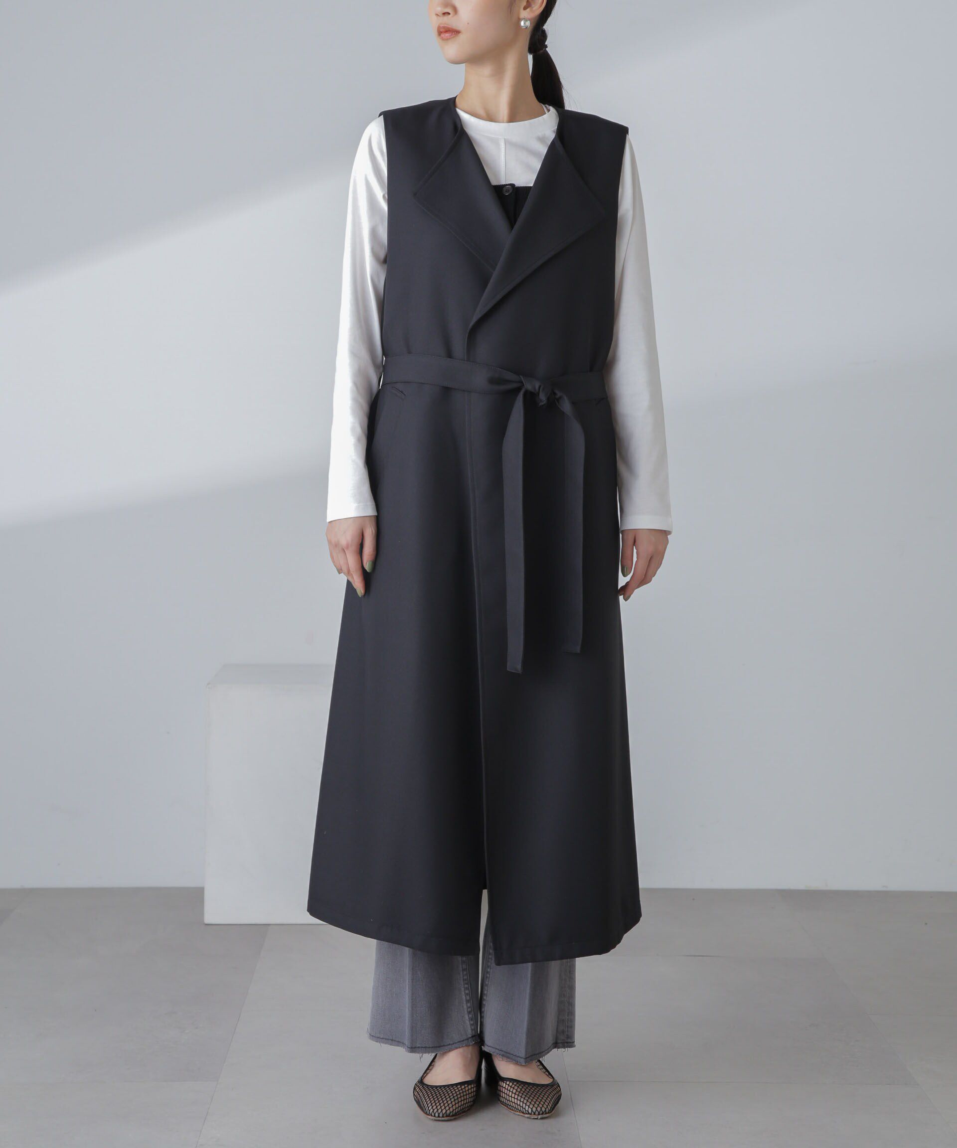 nano･universe「撥水&花粉ガード加工ロングジレ」|ベスト・ジレ|