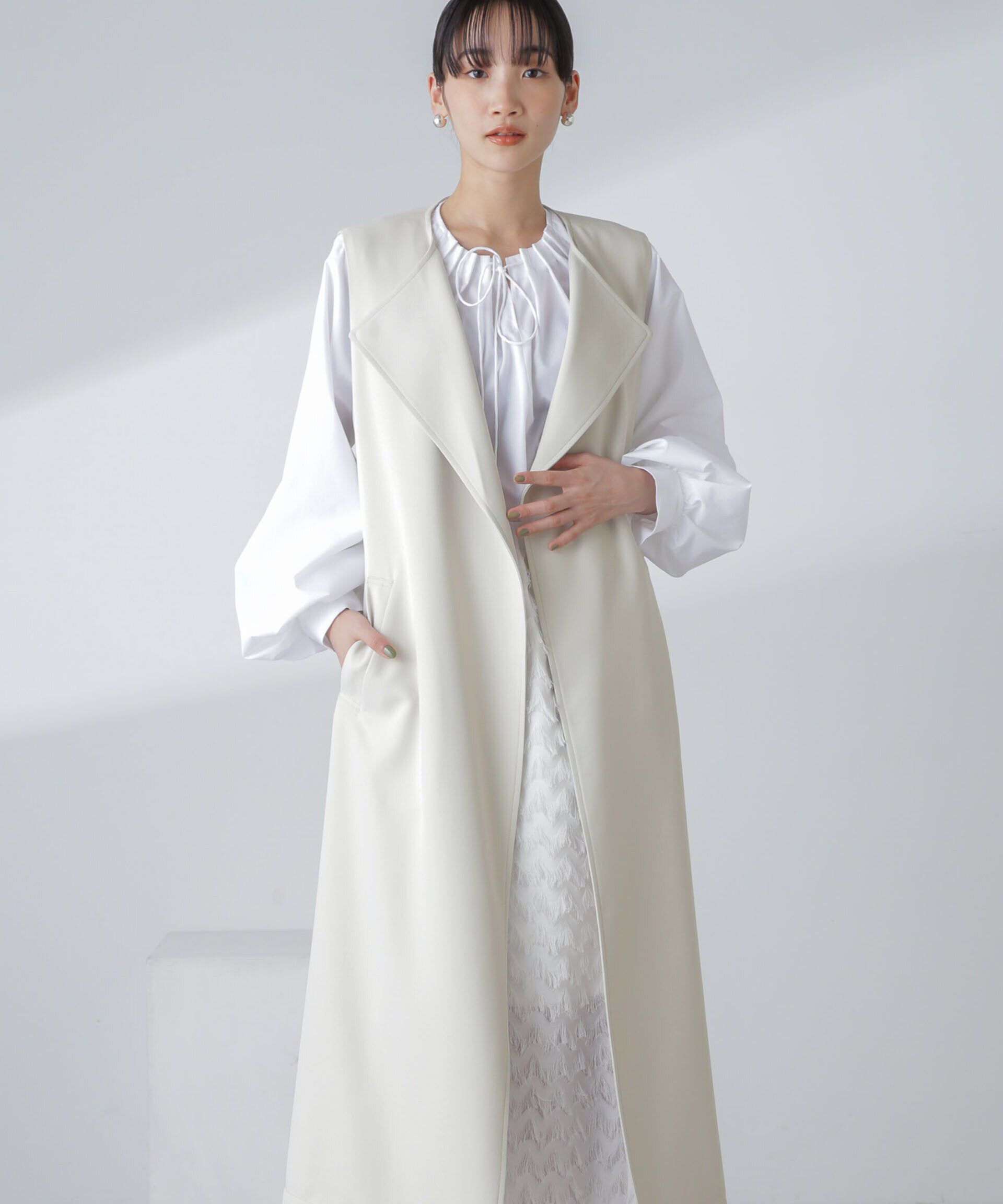 nano･universe「撥水&花粉ガード加工ロングジレ」|ベスト・ジレ|