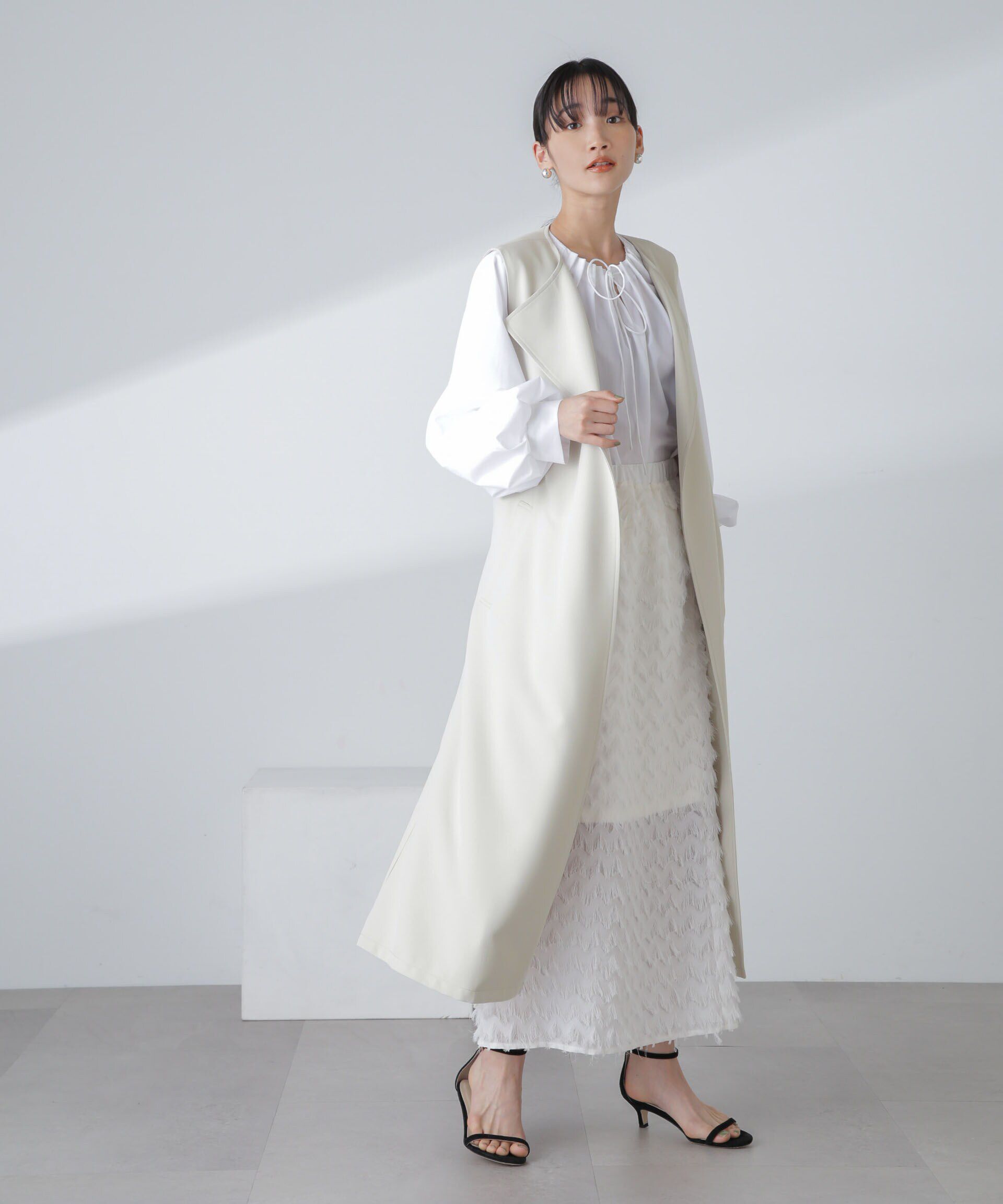 nano･universe「撥水&花粉ガード加工ロングジレ」|ベスト・ジレ|