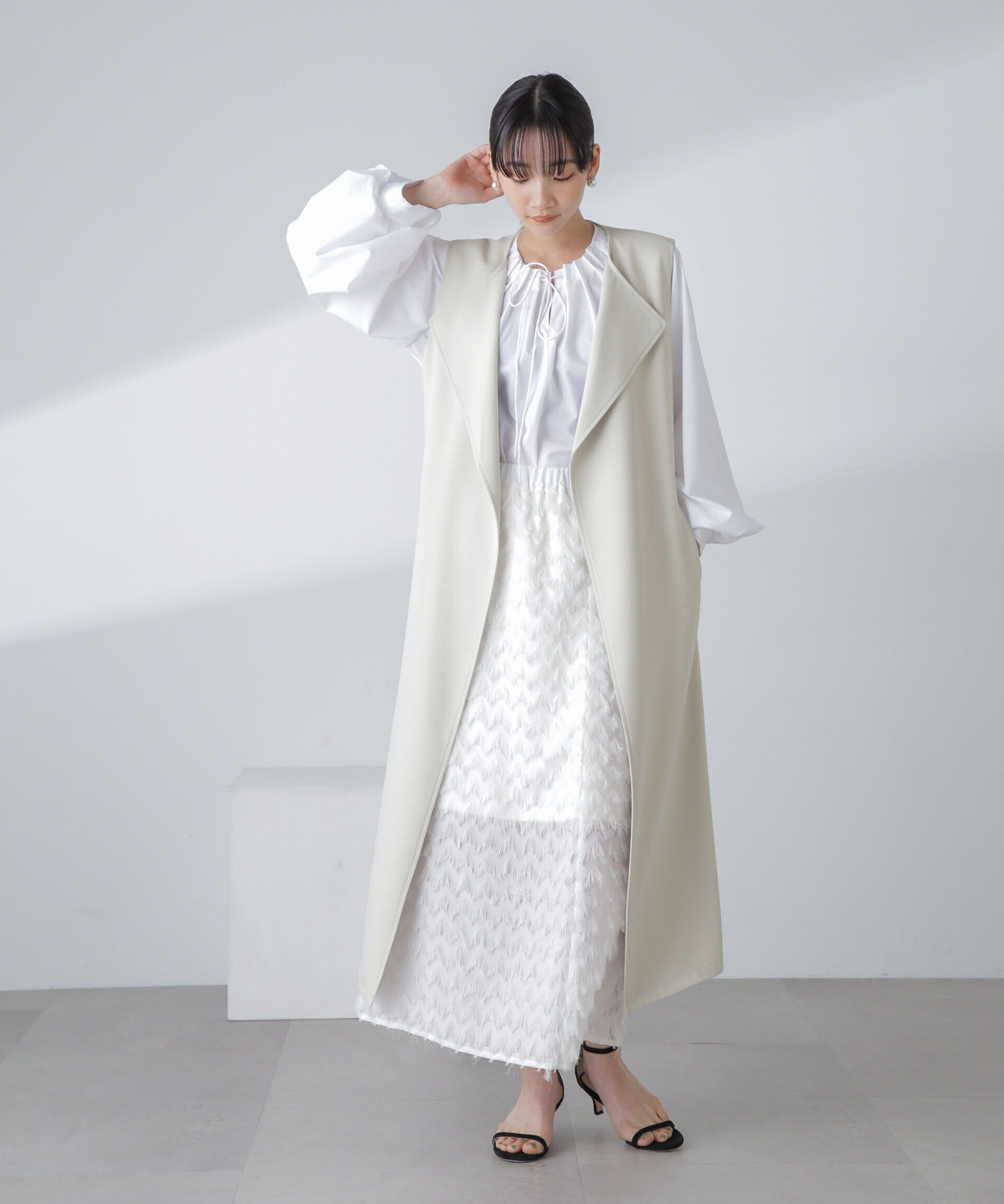 nano･universe「撥水&花粉ガード加工ロングジレ」|ベスト・ジレ|