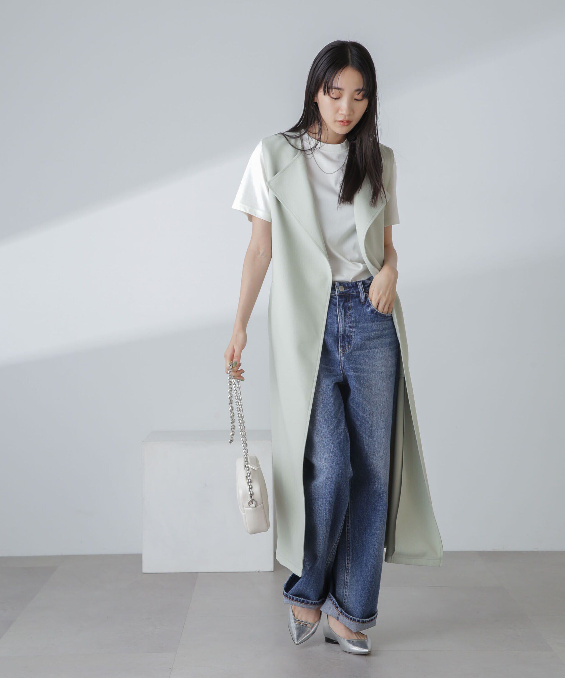 nano･universe「撥水&花粉ガード加工ロングジレ」|ベスト・ジレ|