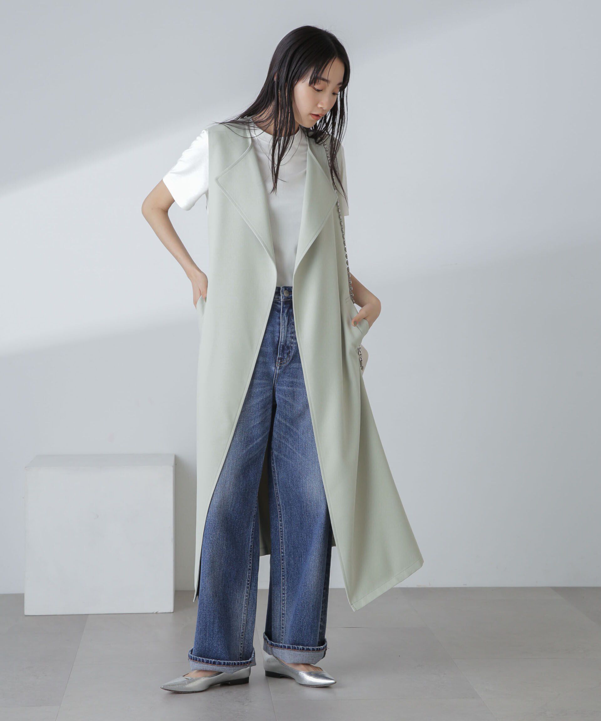 nano･universe「撥水&花粉ガード加工ロングジレ」|ベスト・ジレ|