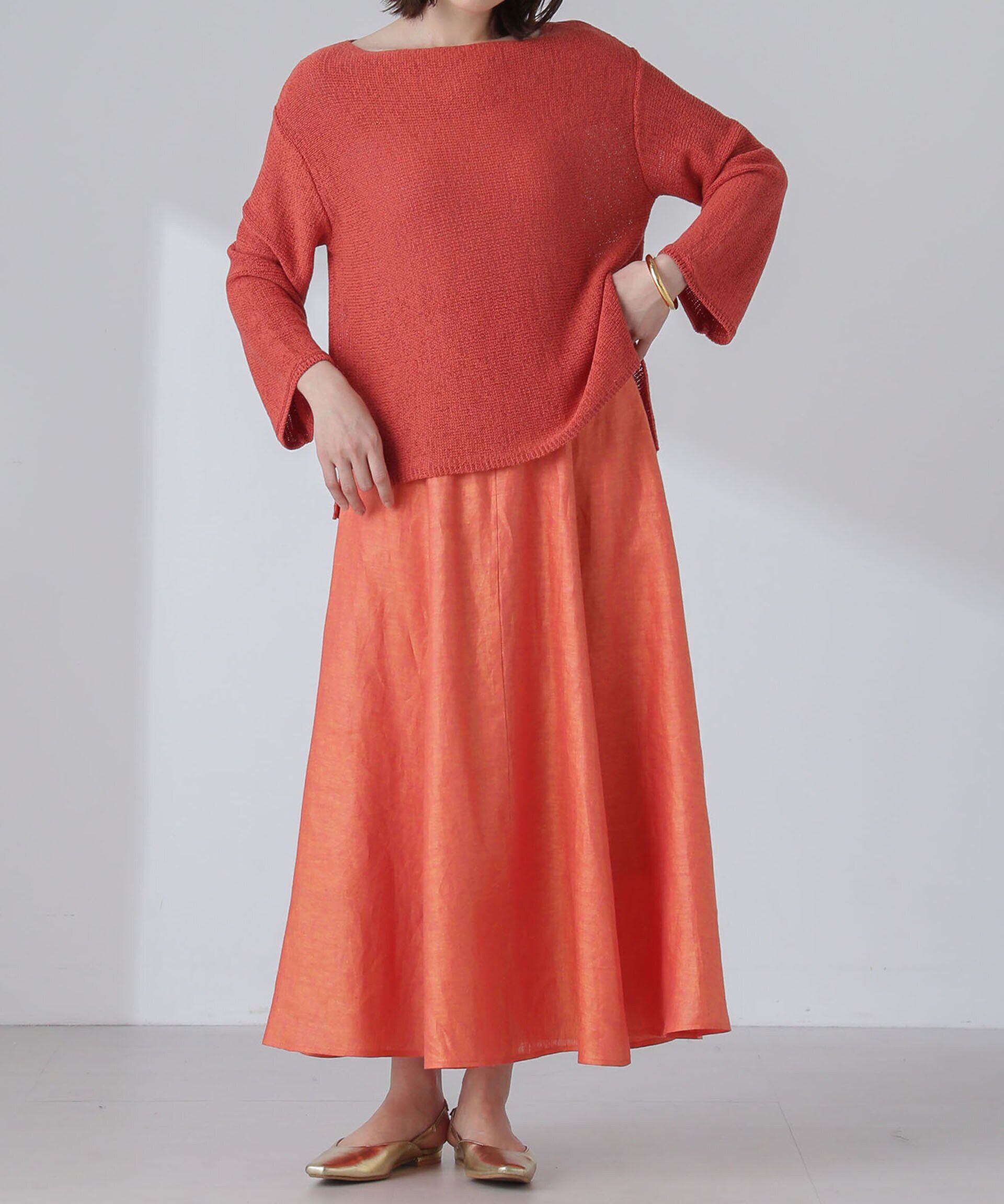 nano･universe「リネンフレアスカート(セットアップ可)」|スカート|レッド