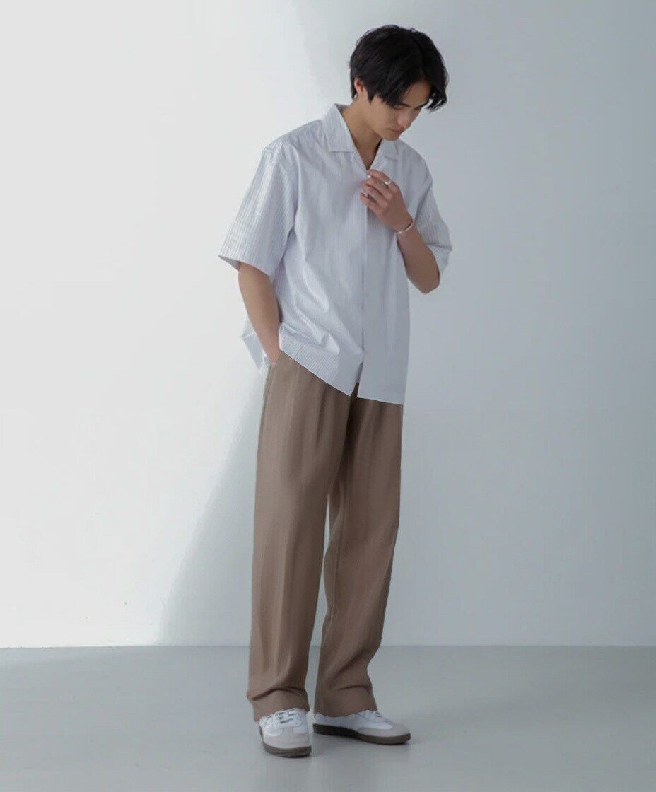 nano･universe「ストライプコンビ ハーフスリーブシャツ」|シャツ・ブラウス|