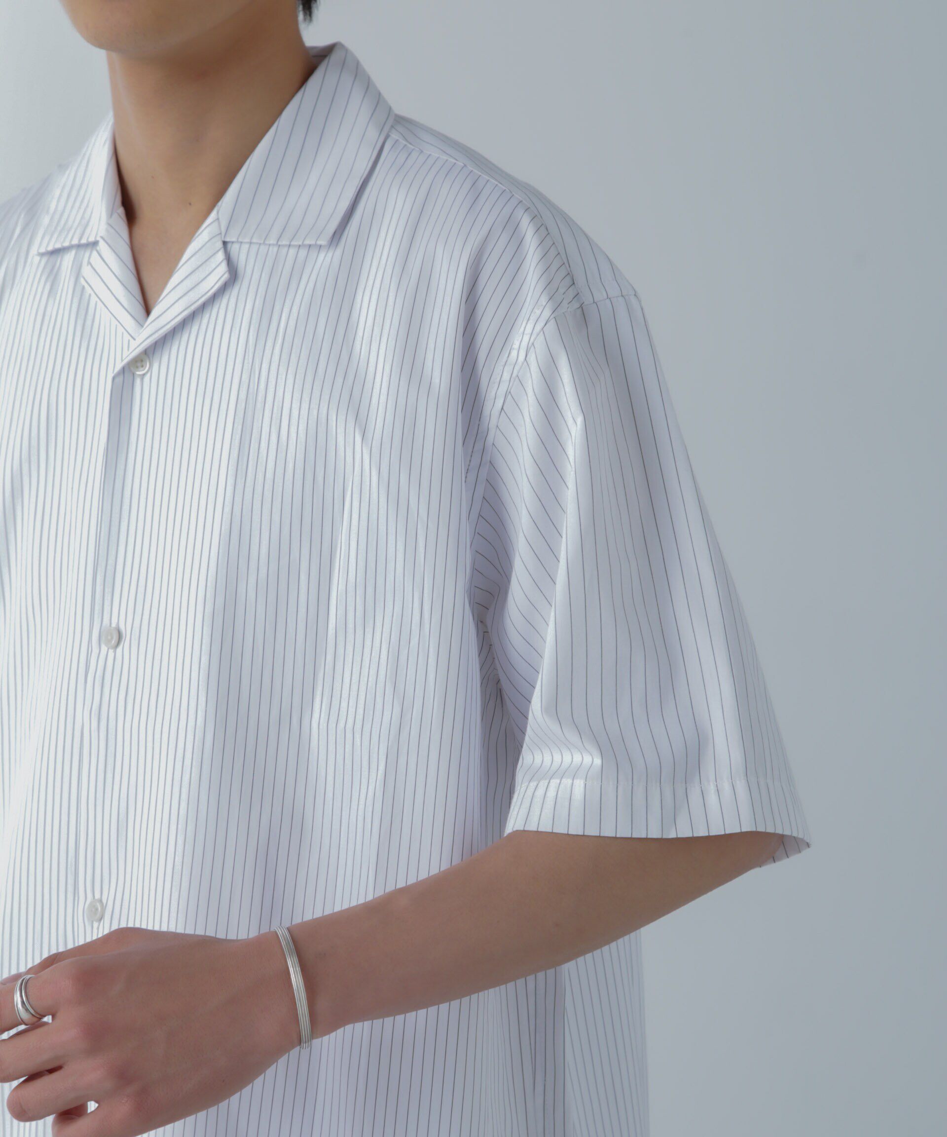 nano･universe「ストライプコンビ ハーフスリーブシャツ」|シャツ・ブラウス|