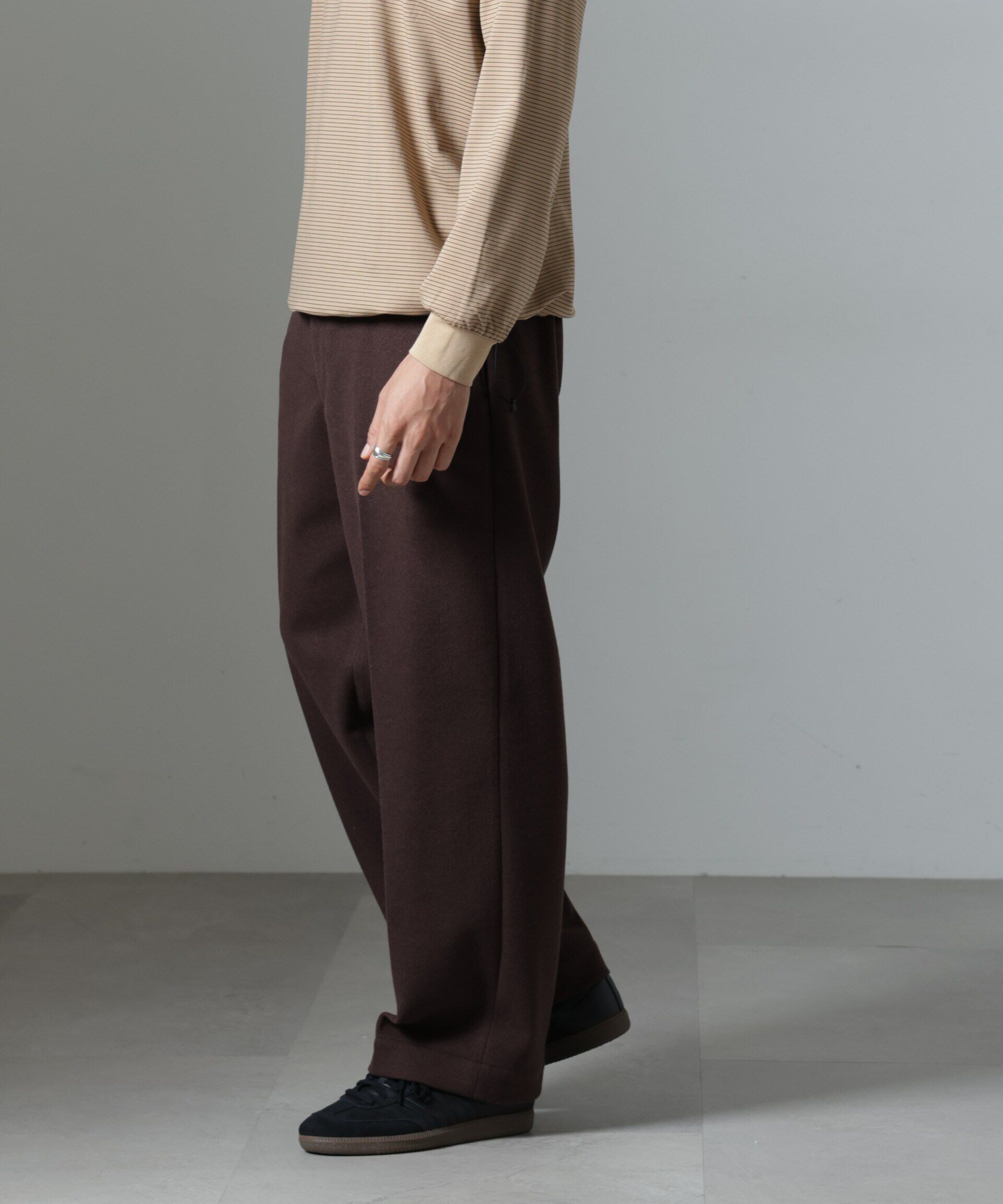 nano･universe「「NJ/CLUB」HOMESTOCK ジャージーストレートパンツ(セットアップ可)」|チノ|ブラウン