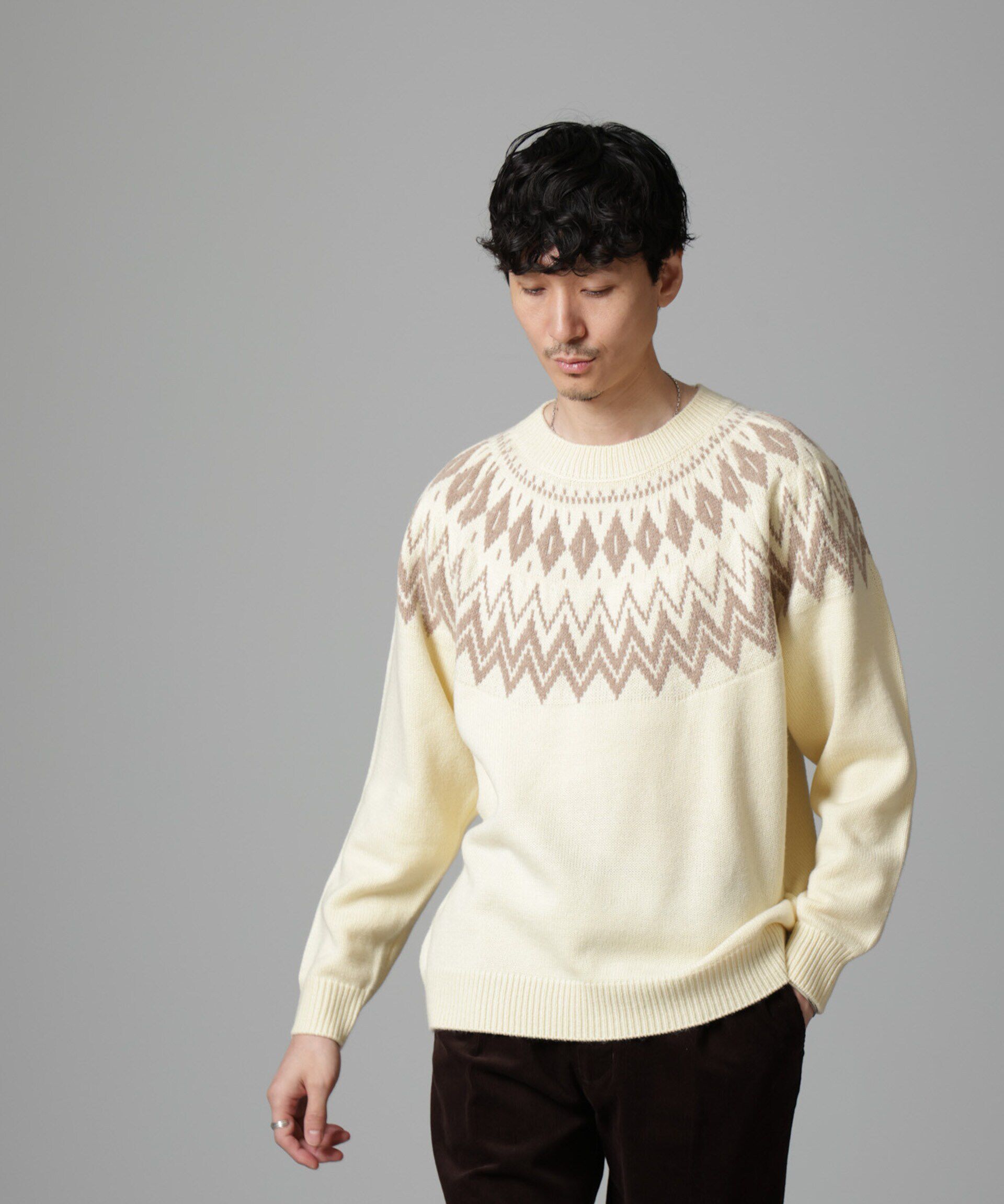 nano･universe「ノルディック柄クルーネックニット」|ニット・セーター|アイボリー7