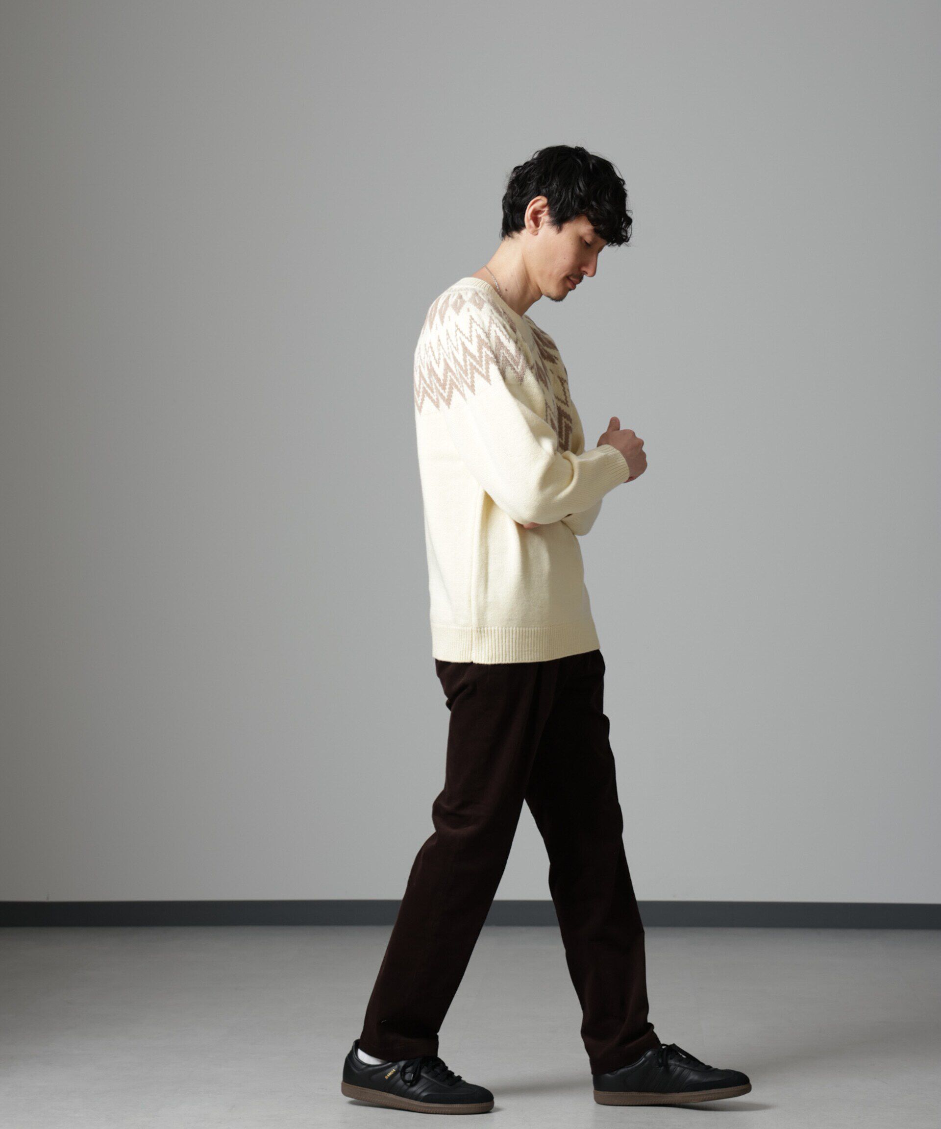 nano･universe「ノルディック柄クルーネックニット」|ニット・セーター|