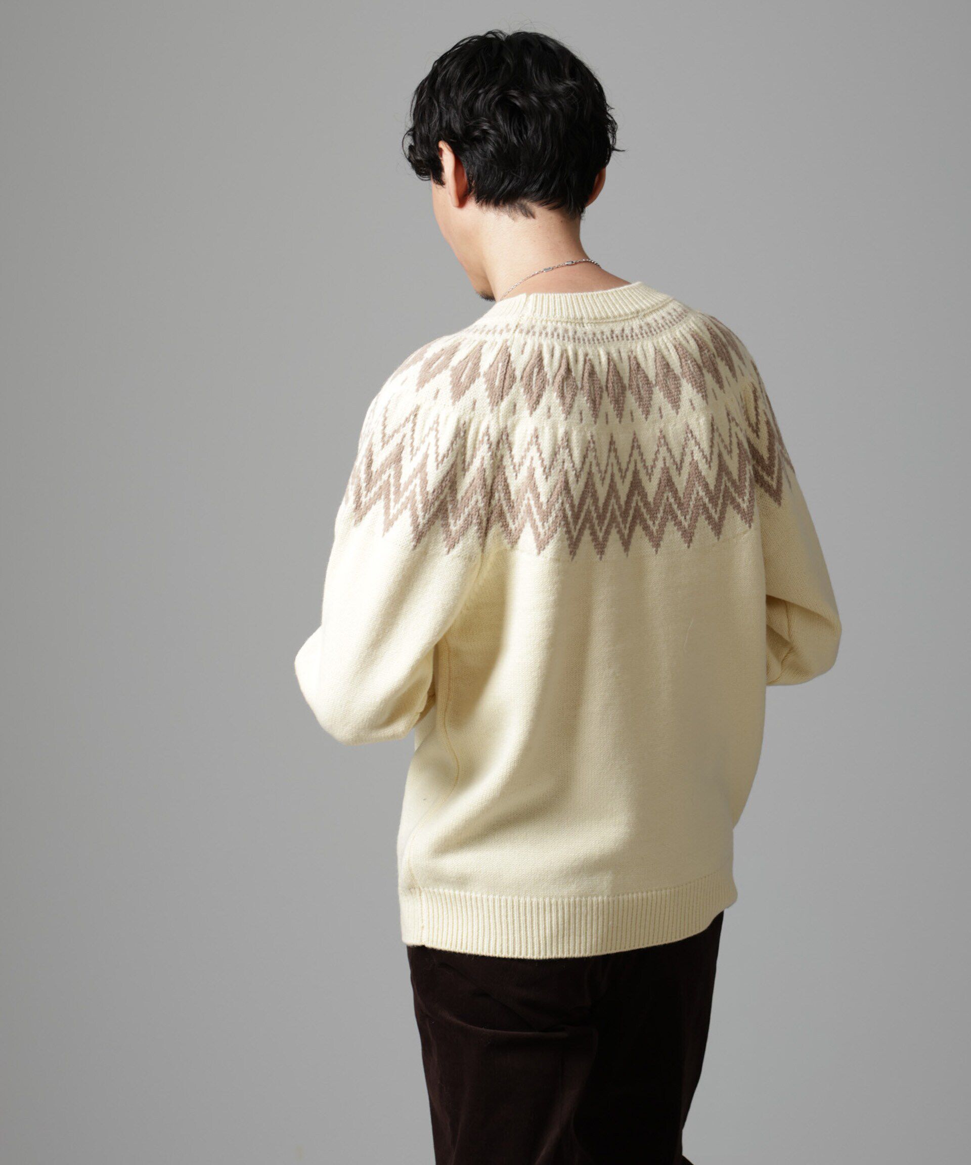 nano･universe「ノルディック柄クルーネックニット」|ニット・セーター|