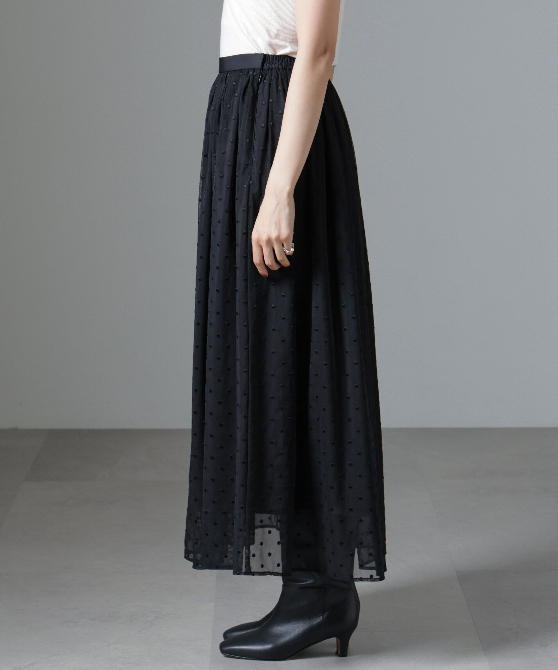 nano･universe「ドット刺繍チュールギャザースカート」|スカート|