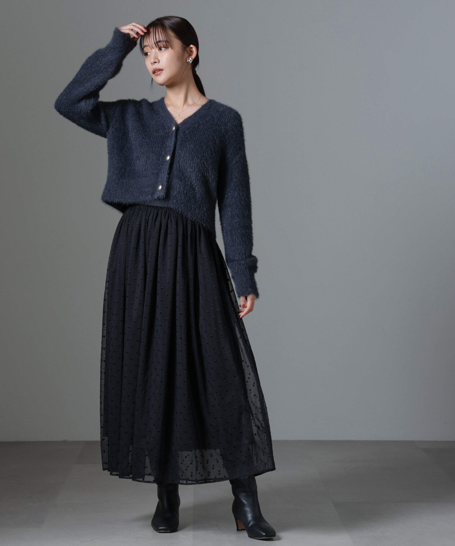 nano･universe「ドット刺繍チュールギャザースカート」|スカート|