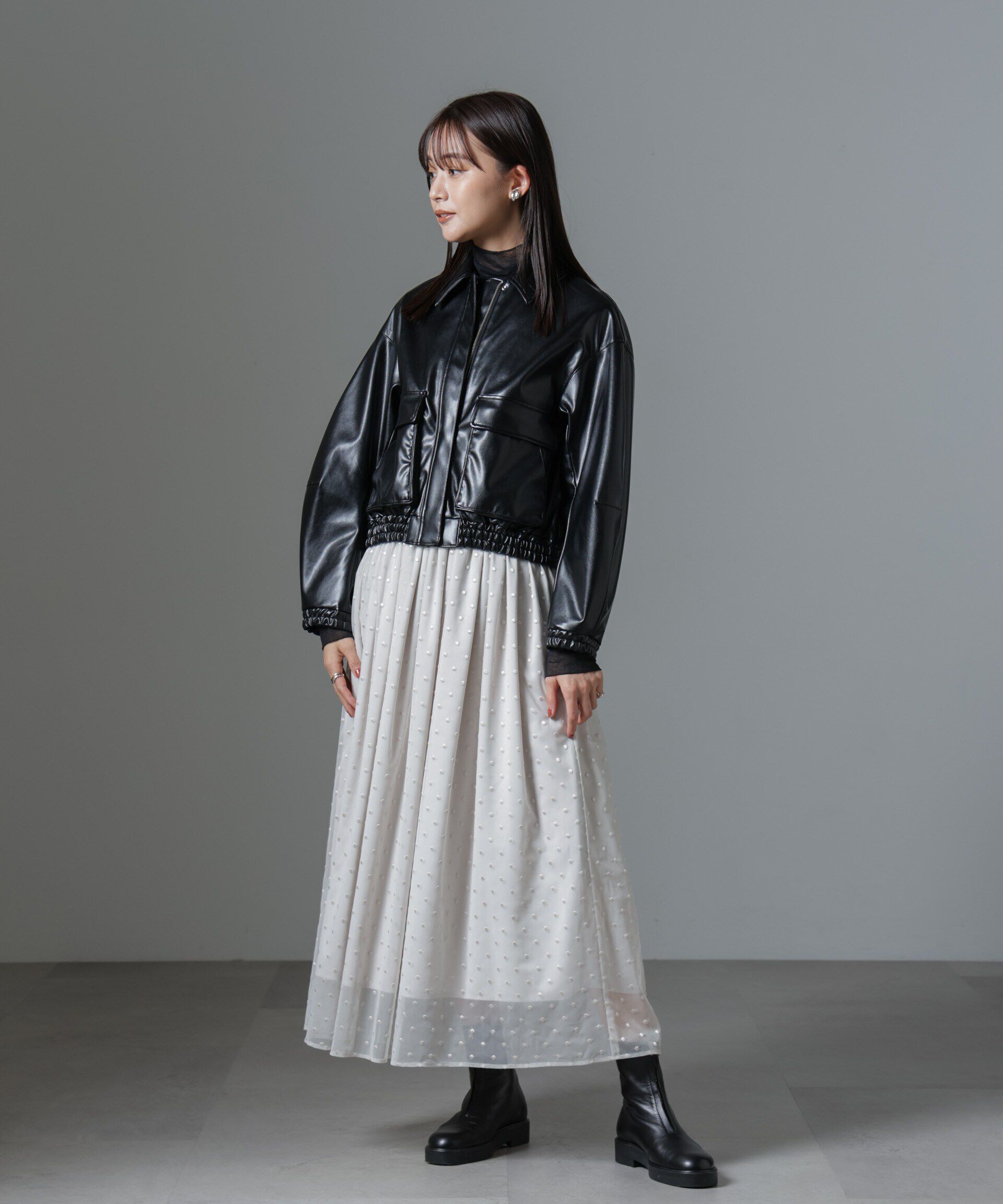 nano･universe「ドット刺繍チュールギャザースカート」|スカート|