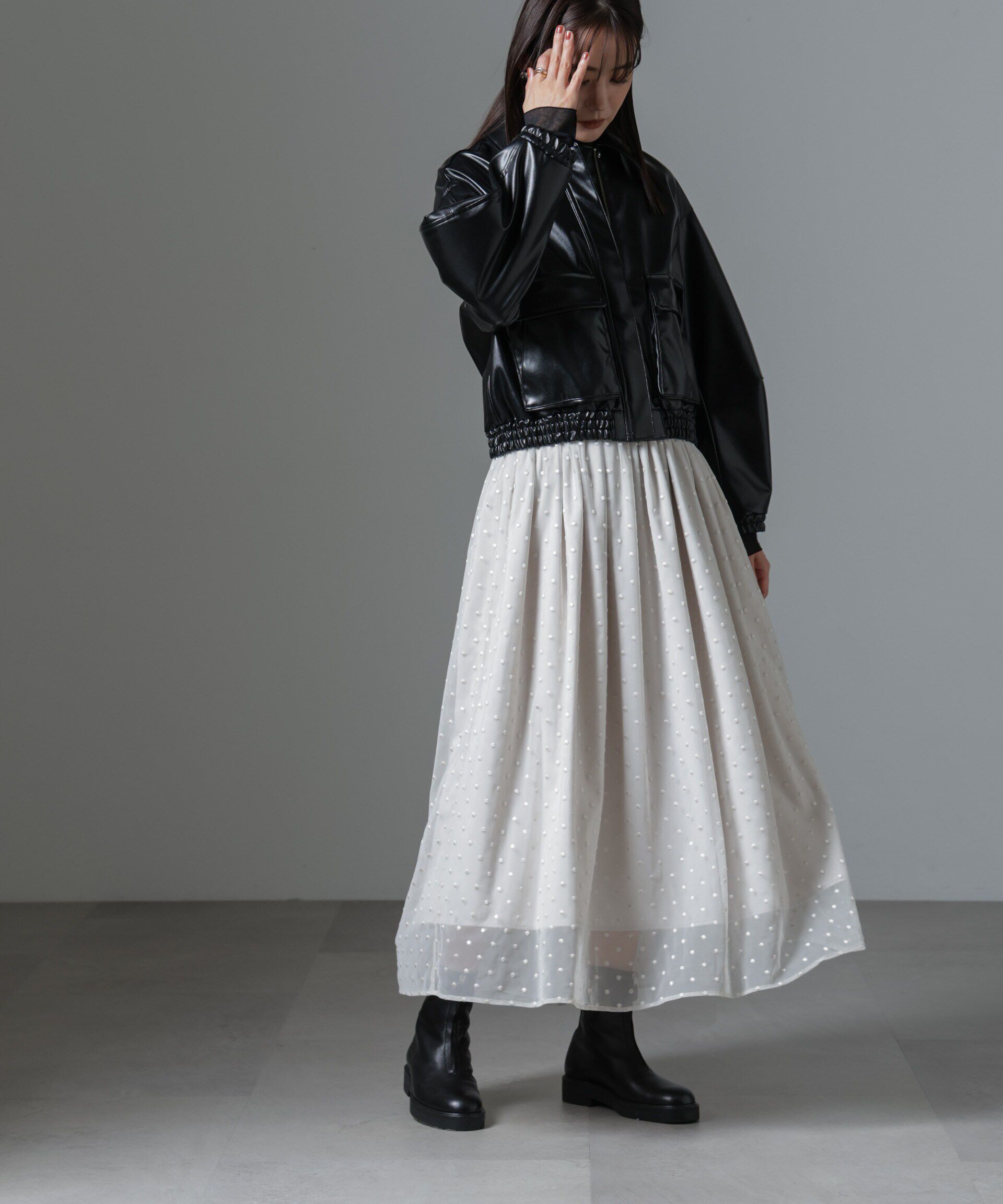 nano･universe「ドット刺繍チュールギャザースカート」|スカート|