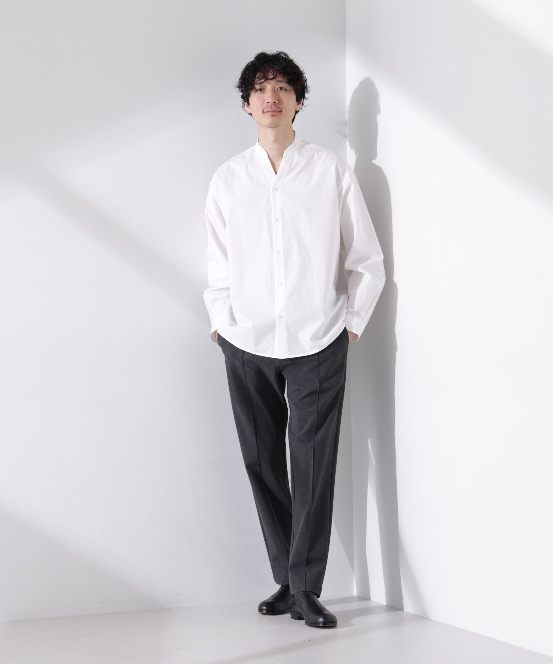 nano･universe「「大人のワイドシャツ」バンドカラー 長袖」|シャツ・ブラウス|