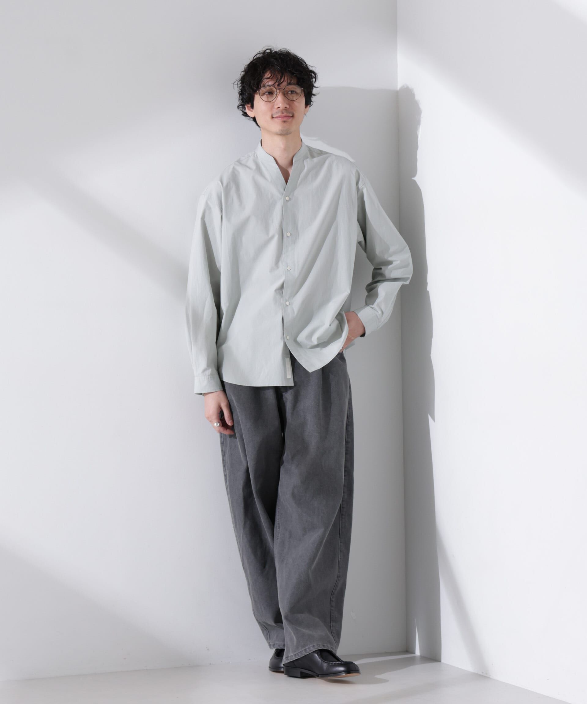 nano･universe「「大人のワイドシャツ」バンドカラー 長袖」|シャツ・ブラウス|