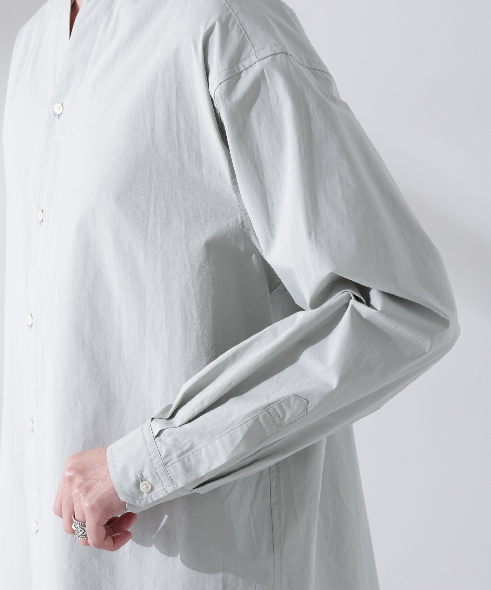 nano･universe「「大人のワイドシャツ」バンドカラー 長袖」|シャツ・ブラウス|