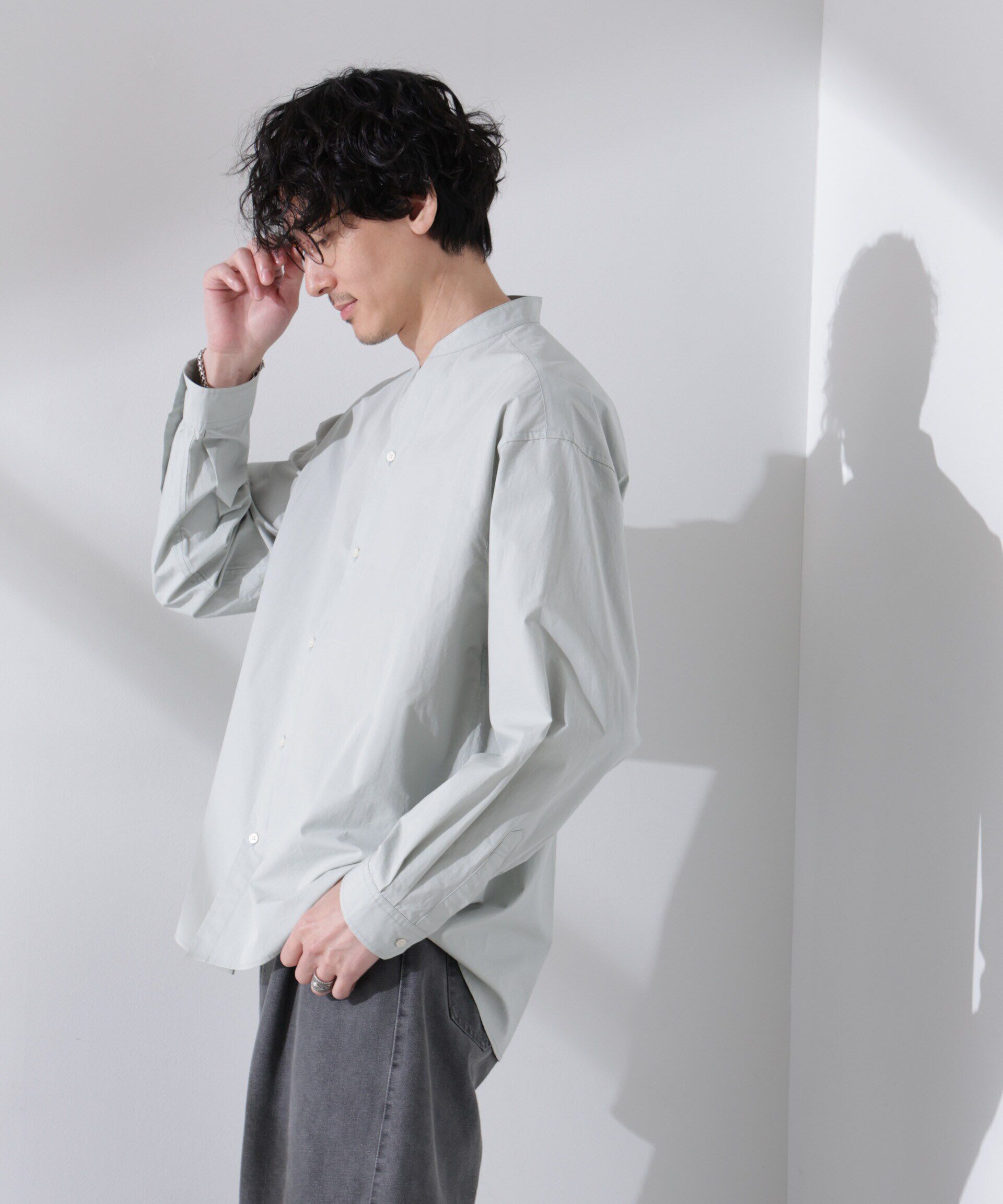 nano･universe「「大人のワイドシャツ」バンドカラー 長袖」|シャツ・ブラウス|