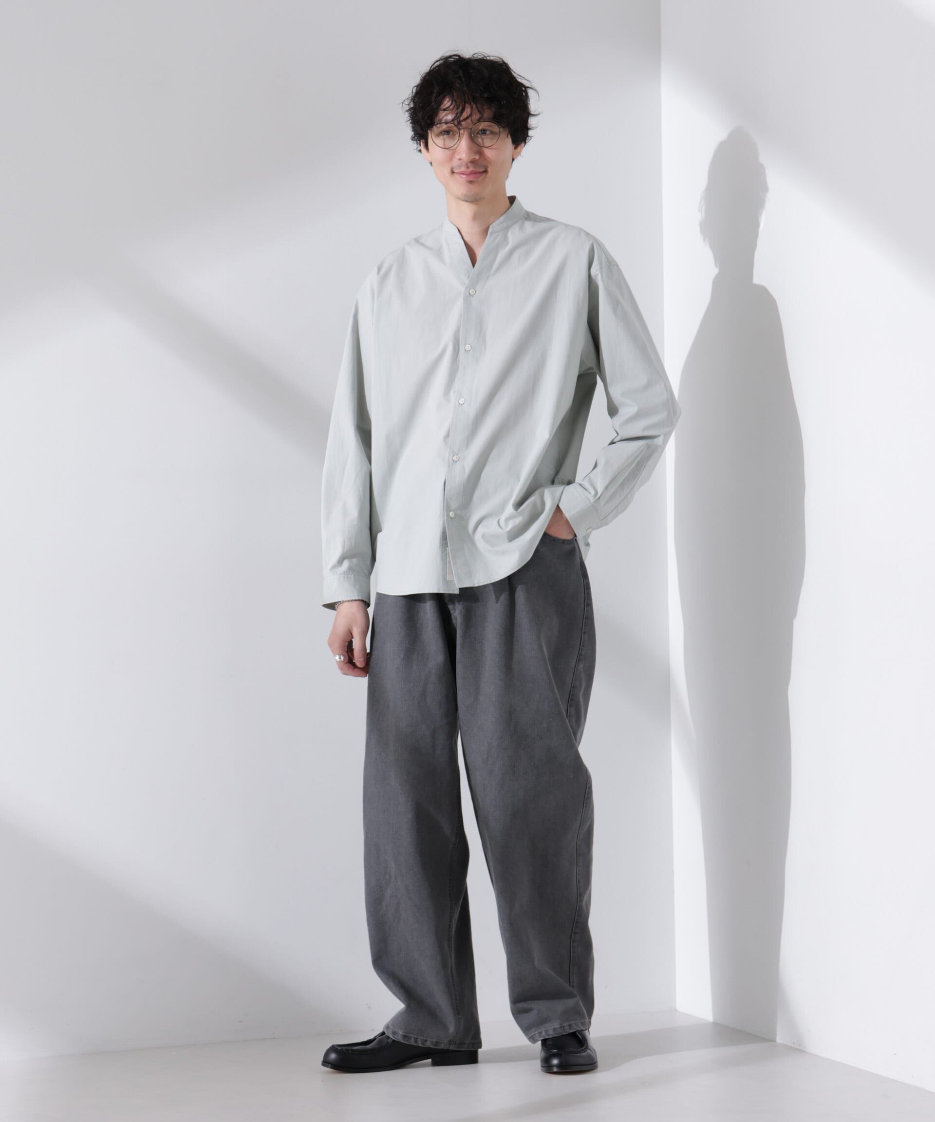 nano･universe「「大人のワイドシャツ」バンドカラー 長袖」|シャツ・ブラウス|