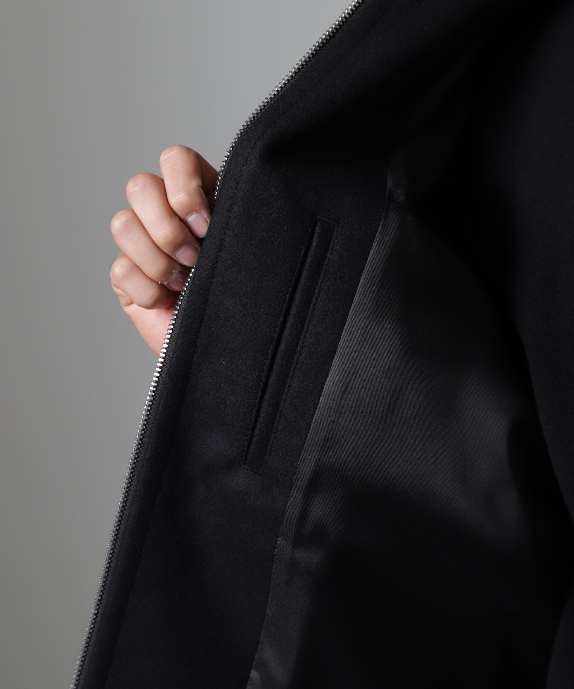 nano･universe「ハードプレスメルトンジップアップブルゾン」|ブルゾン・スタジャン|