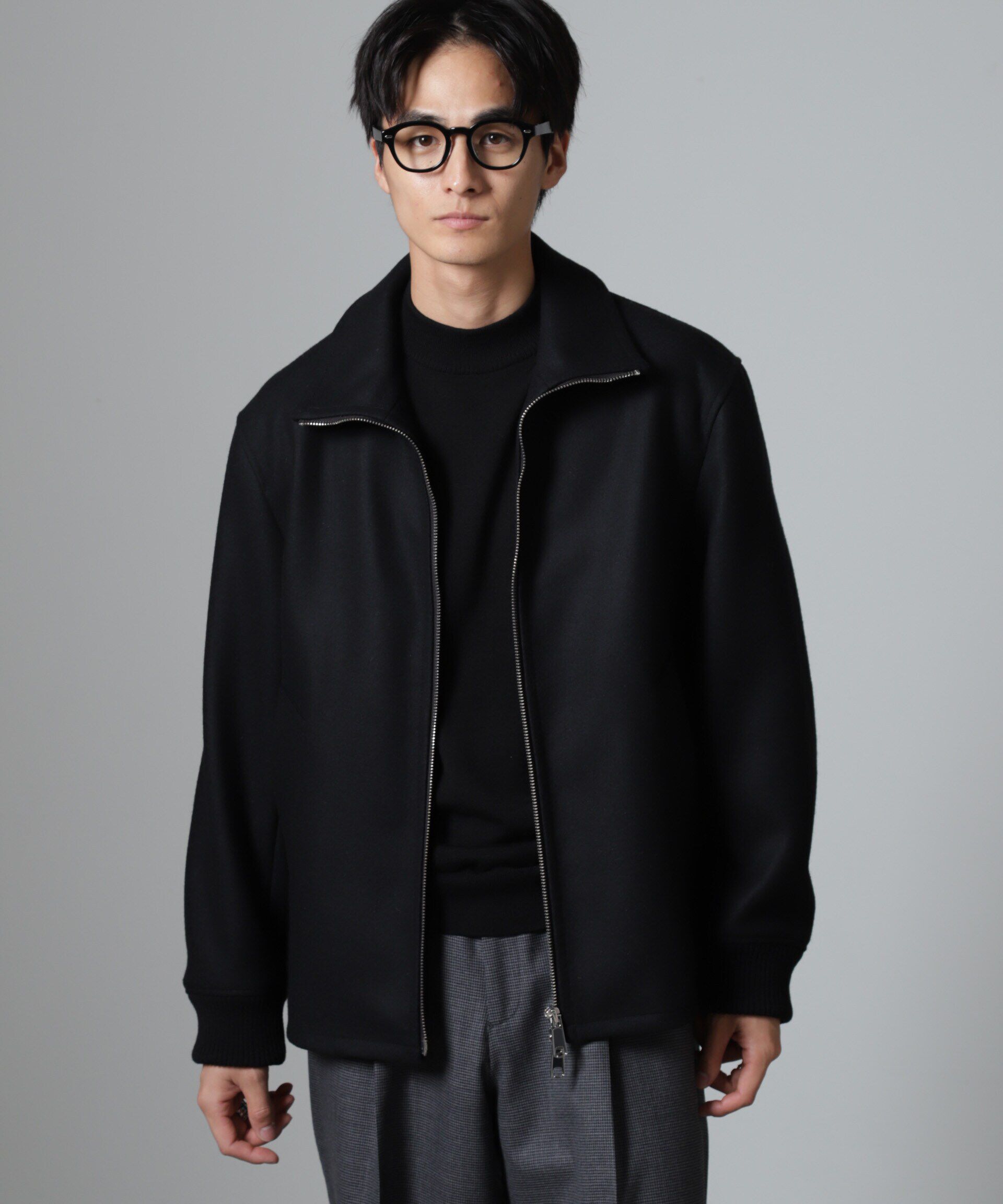 nano･universe「ハードプレスメルトンジップアップブルゾン」|ブルゾン・スタジャン|