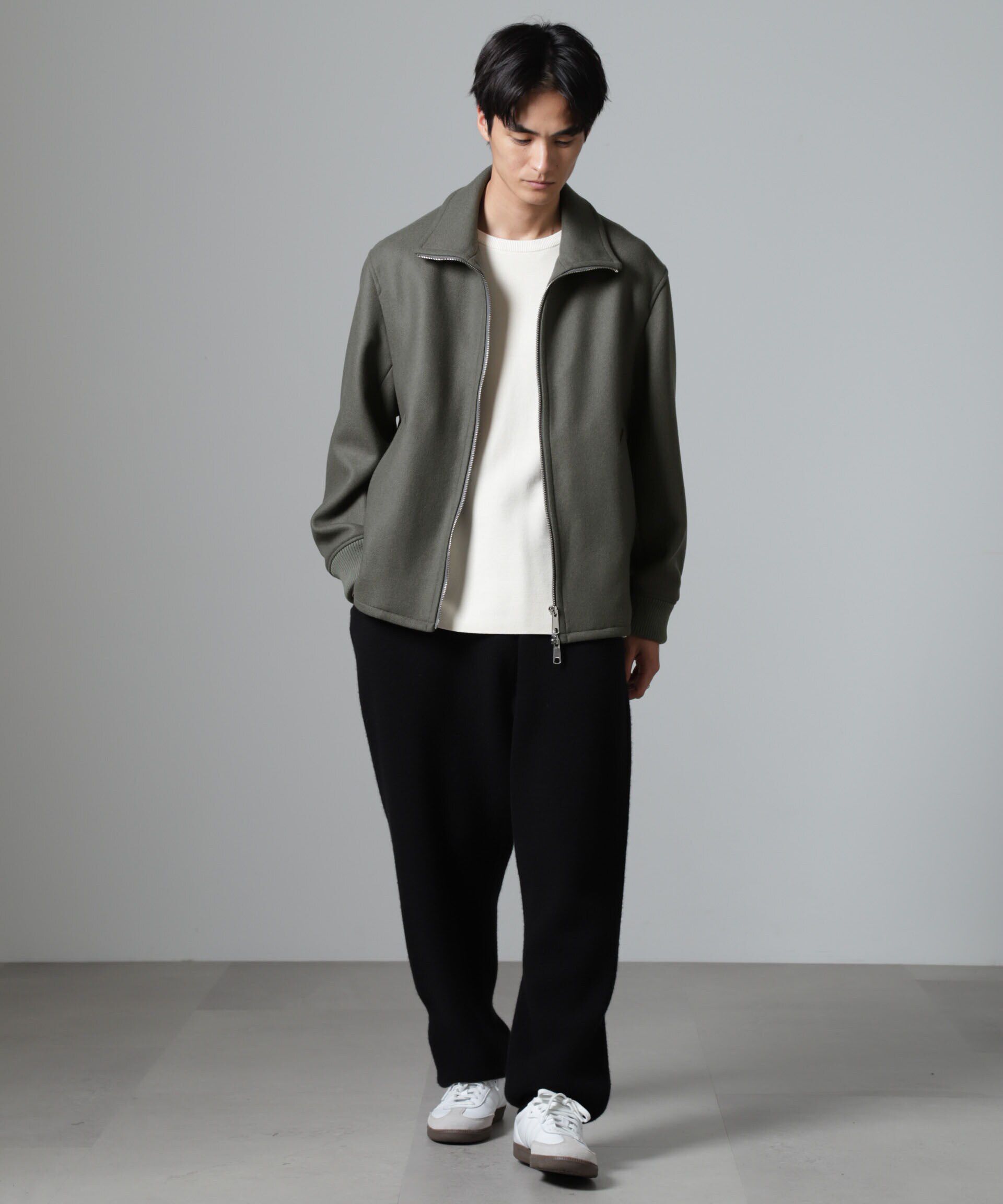 nano･universe「ハードプレスメルトンジップアップブルゾン」|ブルゾン・スタジャン|