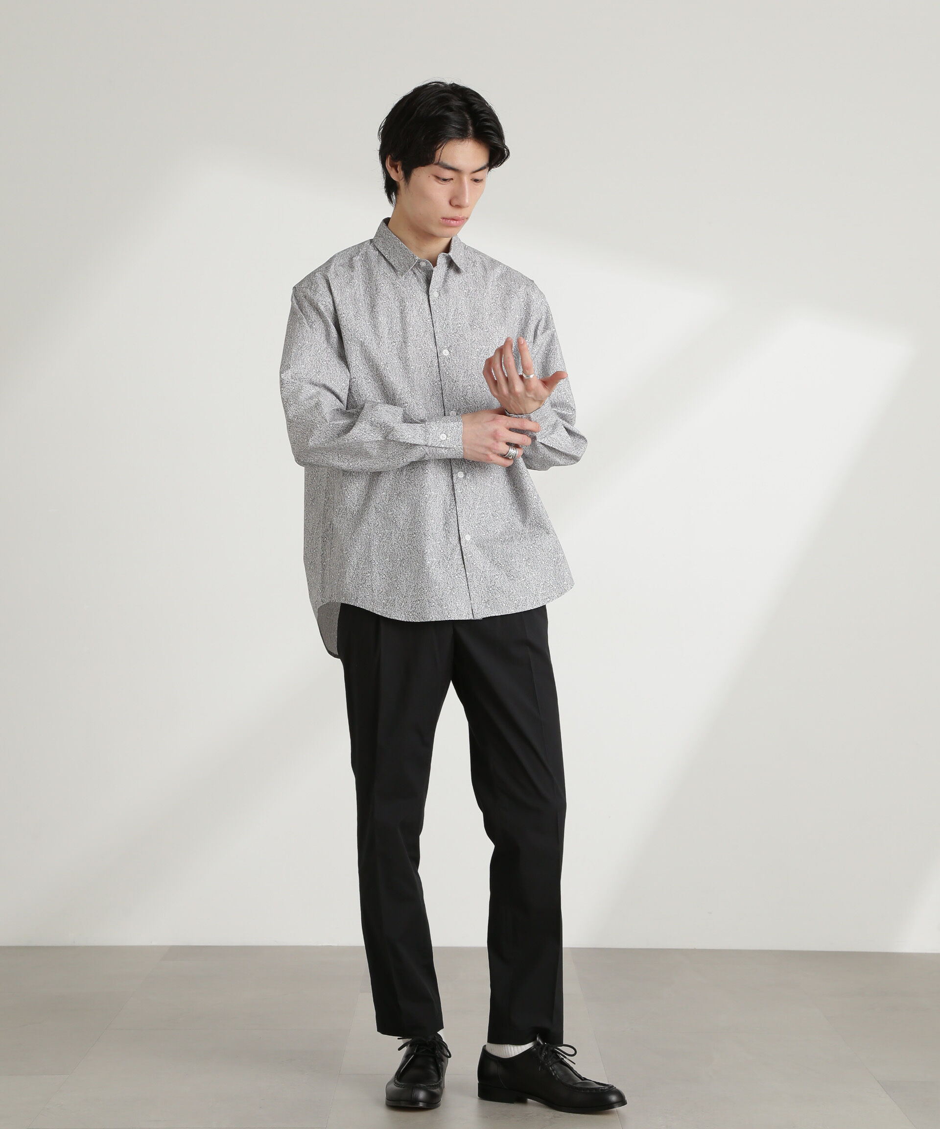 nano･universe「オリジナルパターンフラワープリントシャツ 長袖」|シャツ・ブラウス|