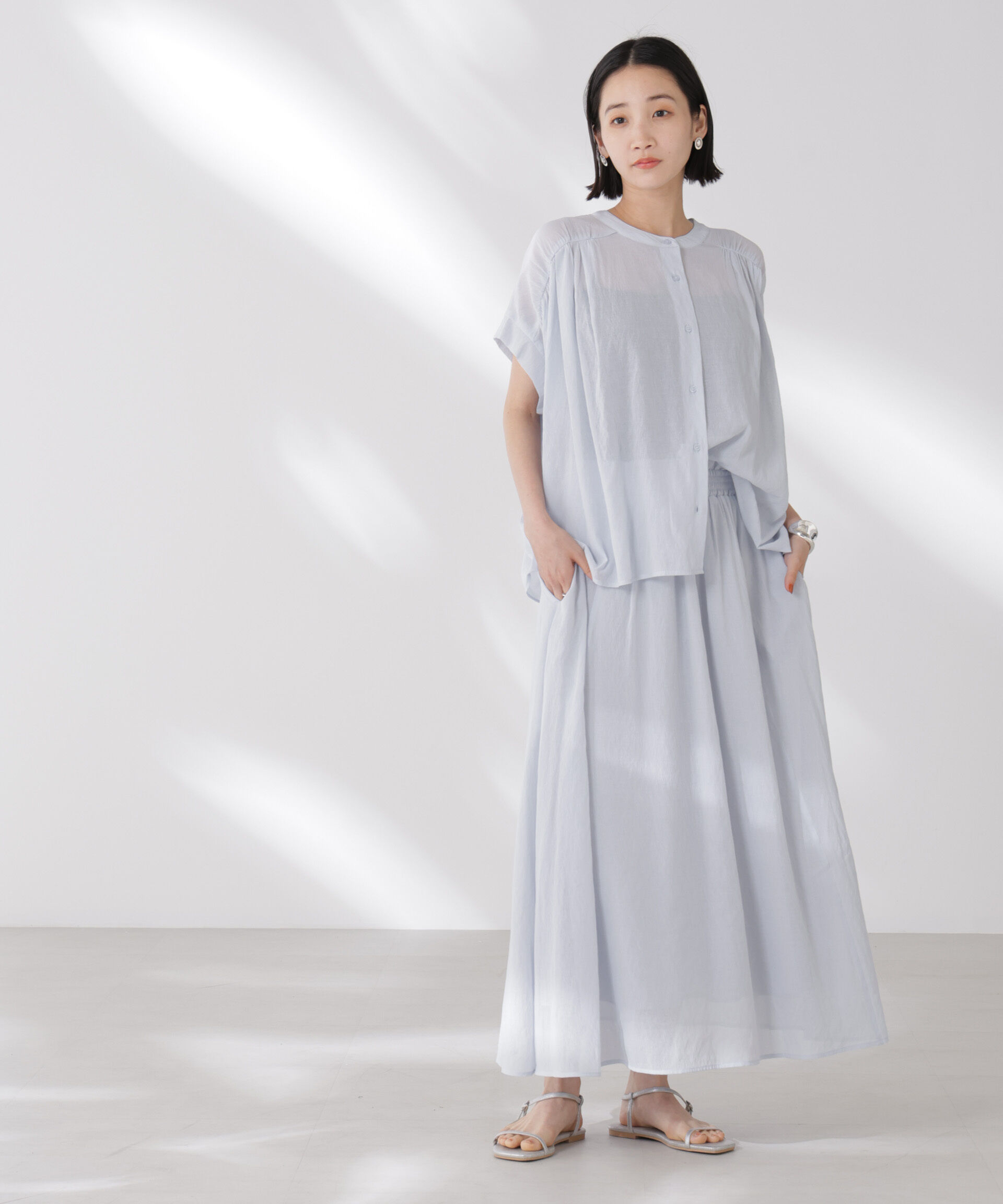 nano･universe「ウエストゴムギャザーシアースカート（セットアップ可）」|スカート|