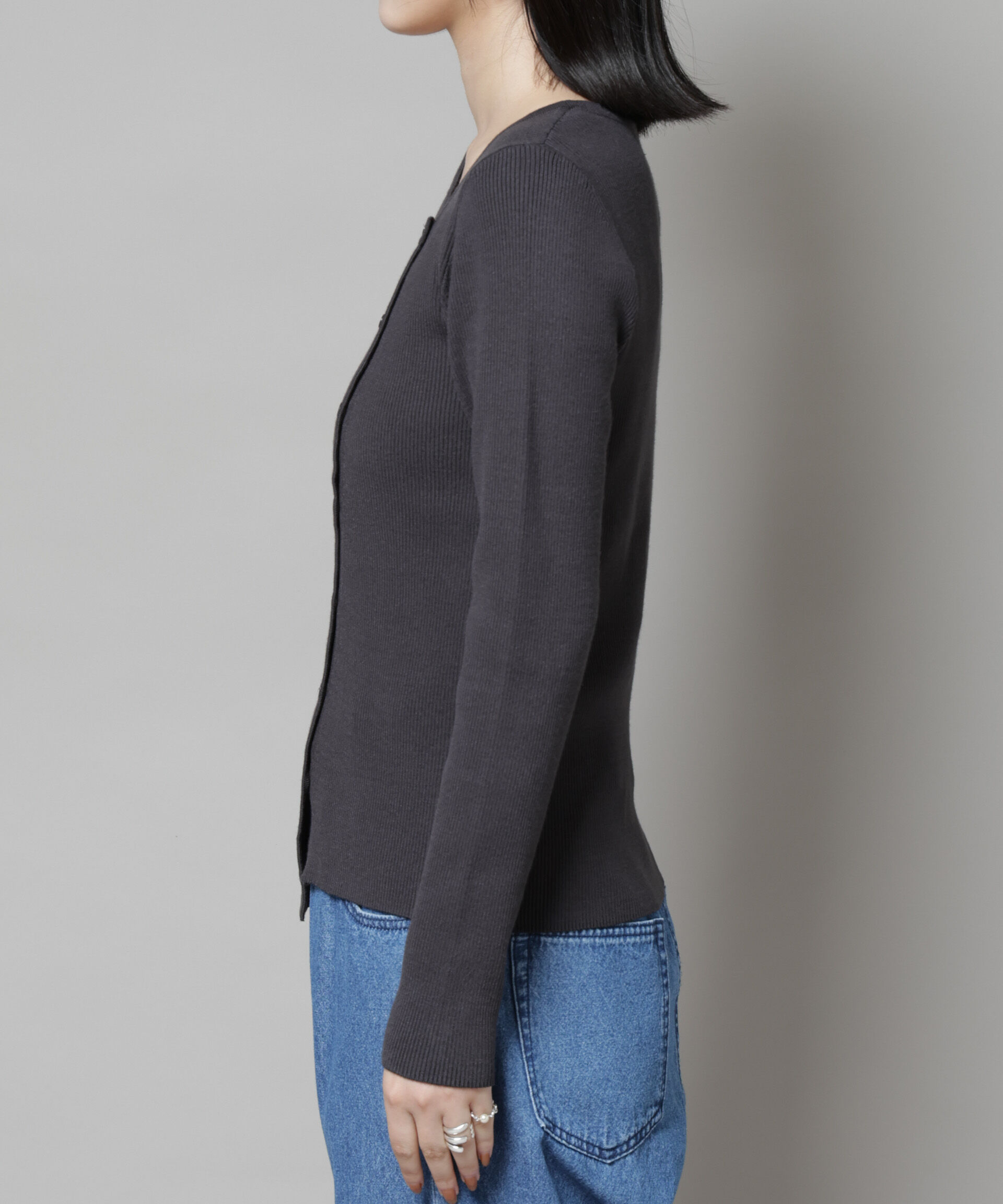 nano･universe「アシメネックデサインリブニットトップス」|ニット・セーター|