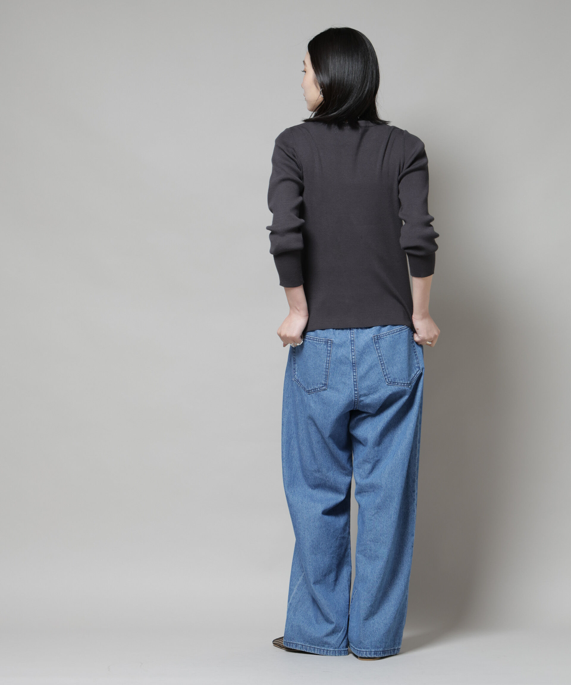 nano･universe「アシメネックデサインリブニットトップス」|ニット・セーター|