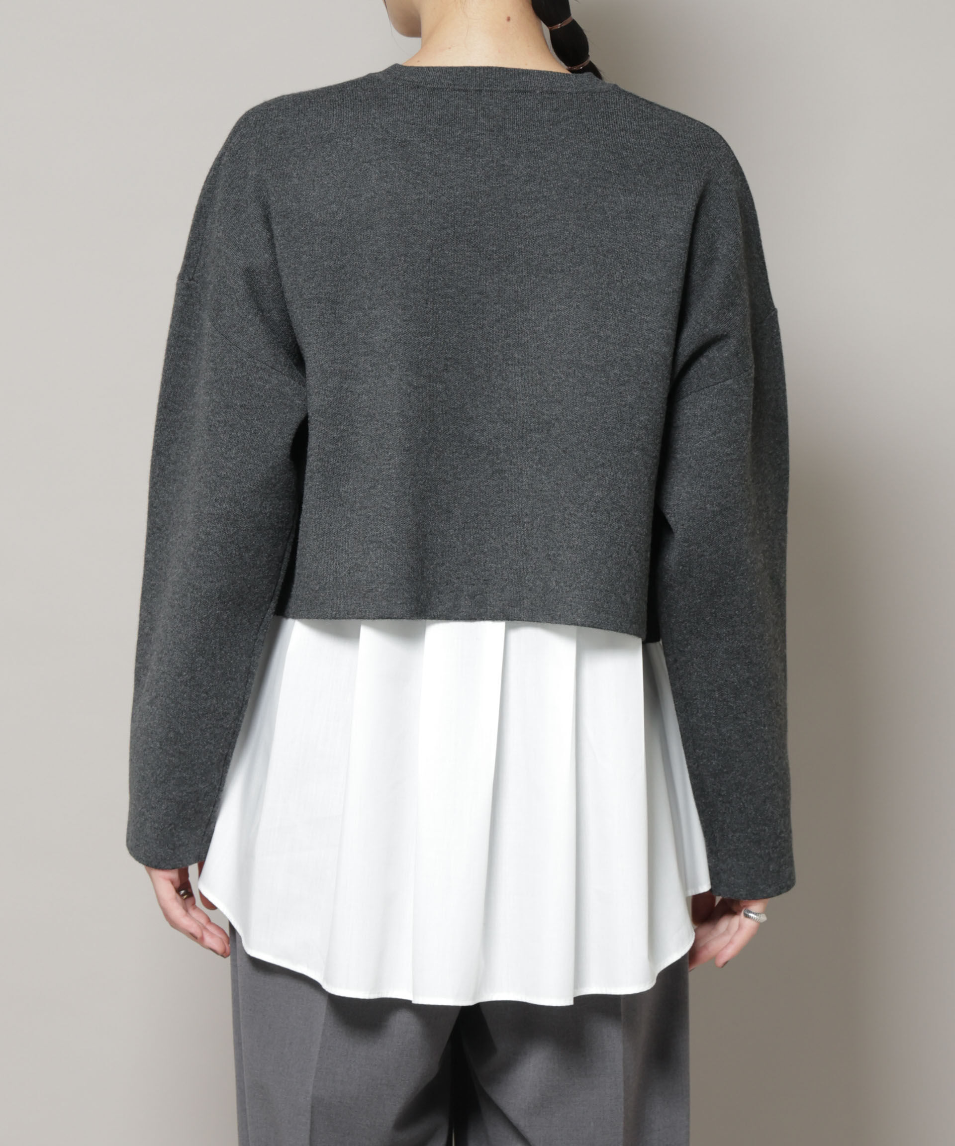 nano･universe「ダブルジャガードニット&times;タックブラウス ペプラムセット」|ニット・セーター|