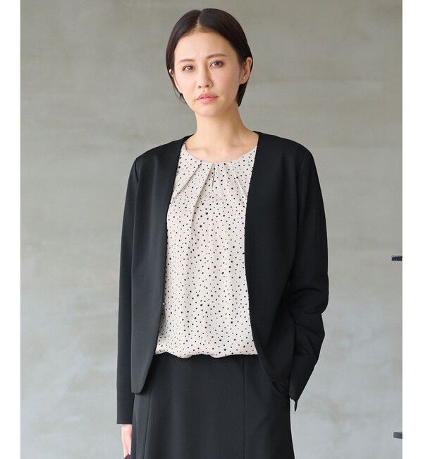 自由区「【セットアップ対応・洗える】モクロディ ノーカラージャケット」|ノーカラージャケット|ブラック系