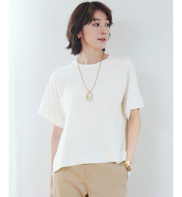 自由区「【接触冷感・UVカット・洗える】クレープストレッチAライン ニット」|ニット・セーター|オフ